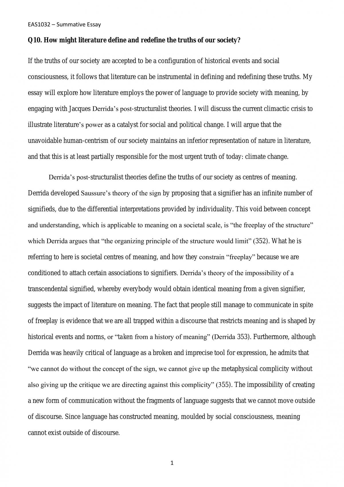 Approaches to Criticism Summative Essay - Page 1
