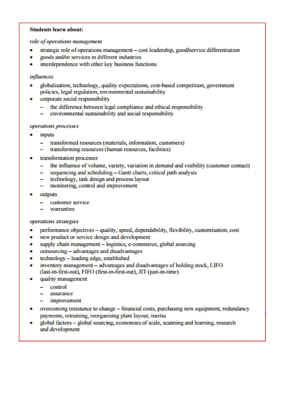Operations Full Study Notes - Page 1