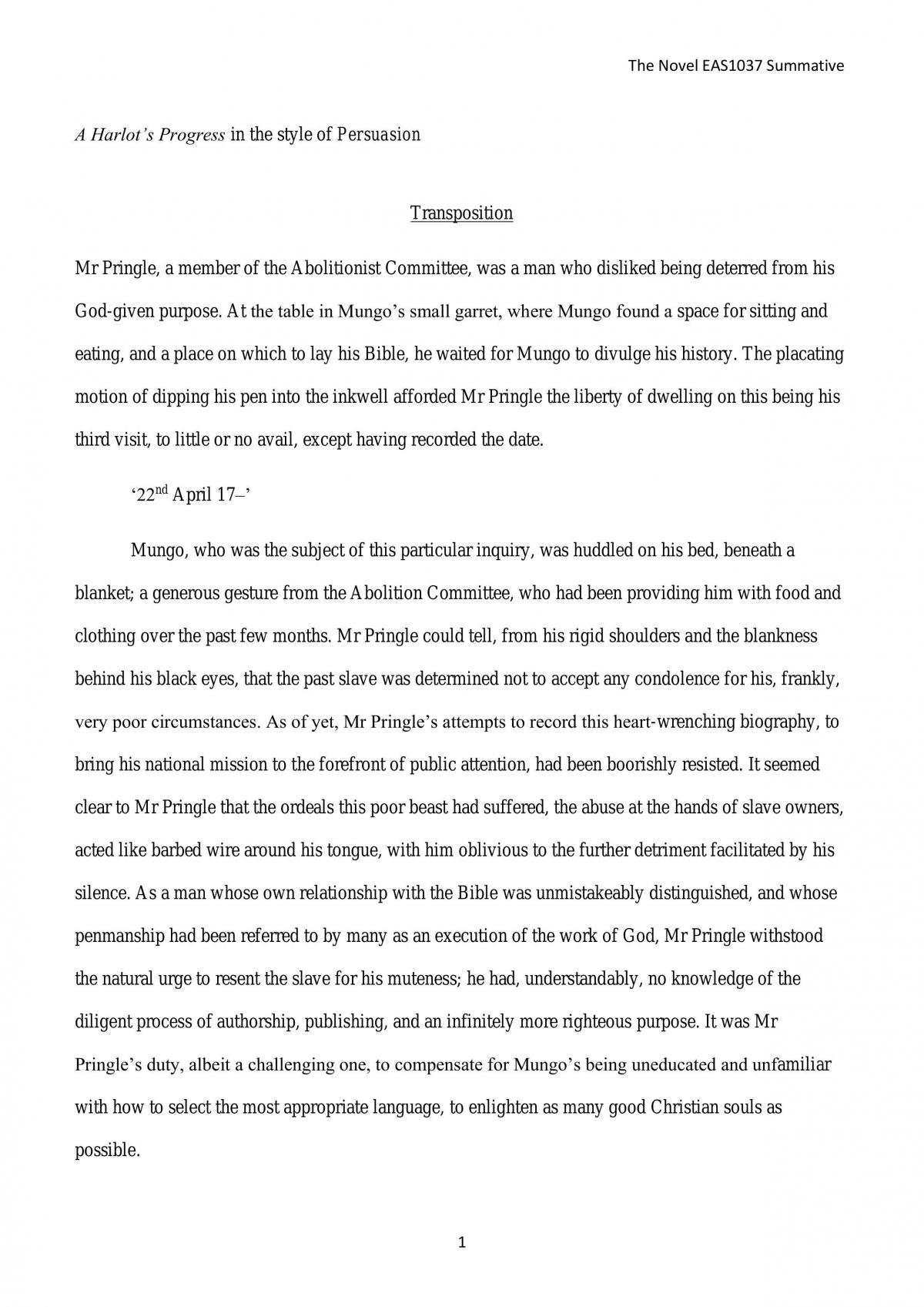 EAS1037 The Novel Summative - Page 1