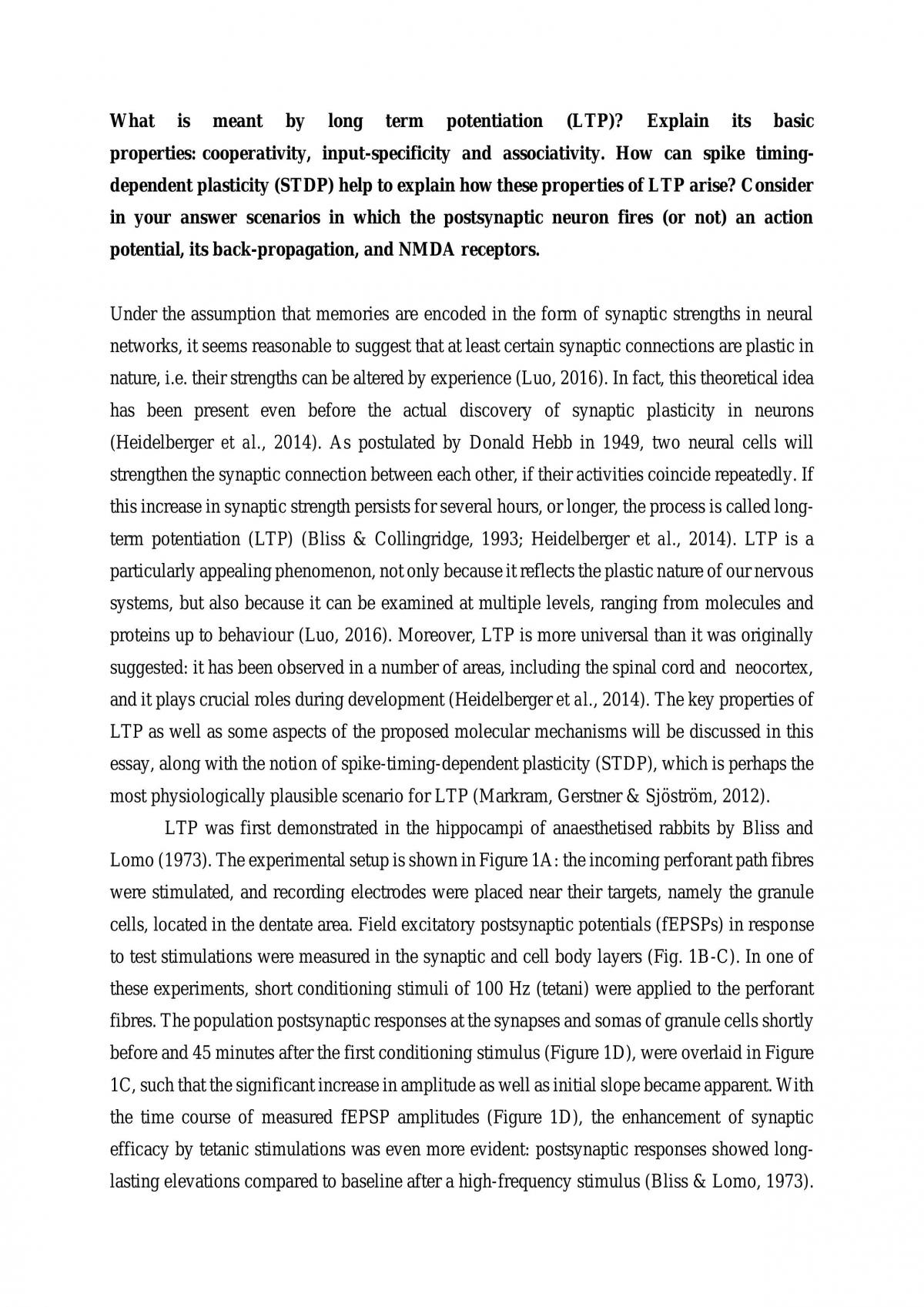 Long-term potentiation and NMDA receptors - Page 1