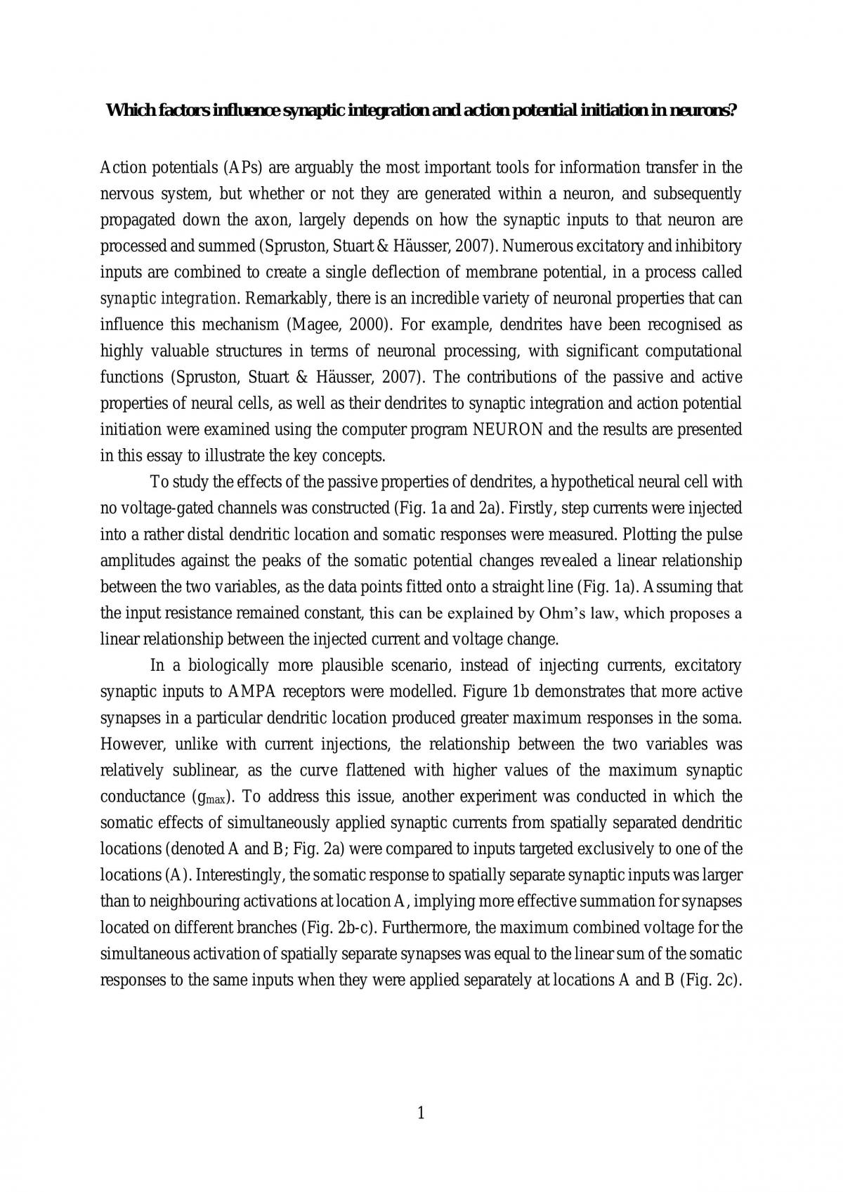 Which factors influence synaptic integration and action potential initiation in neurons? - Page 1