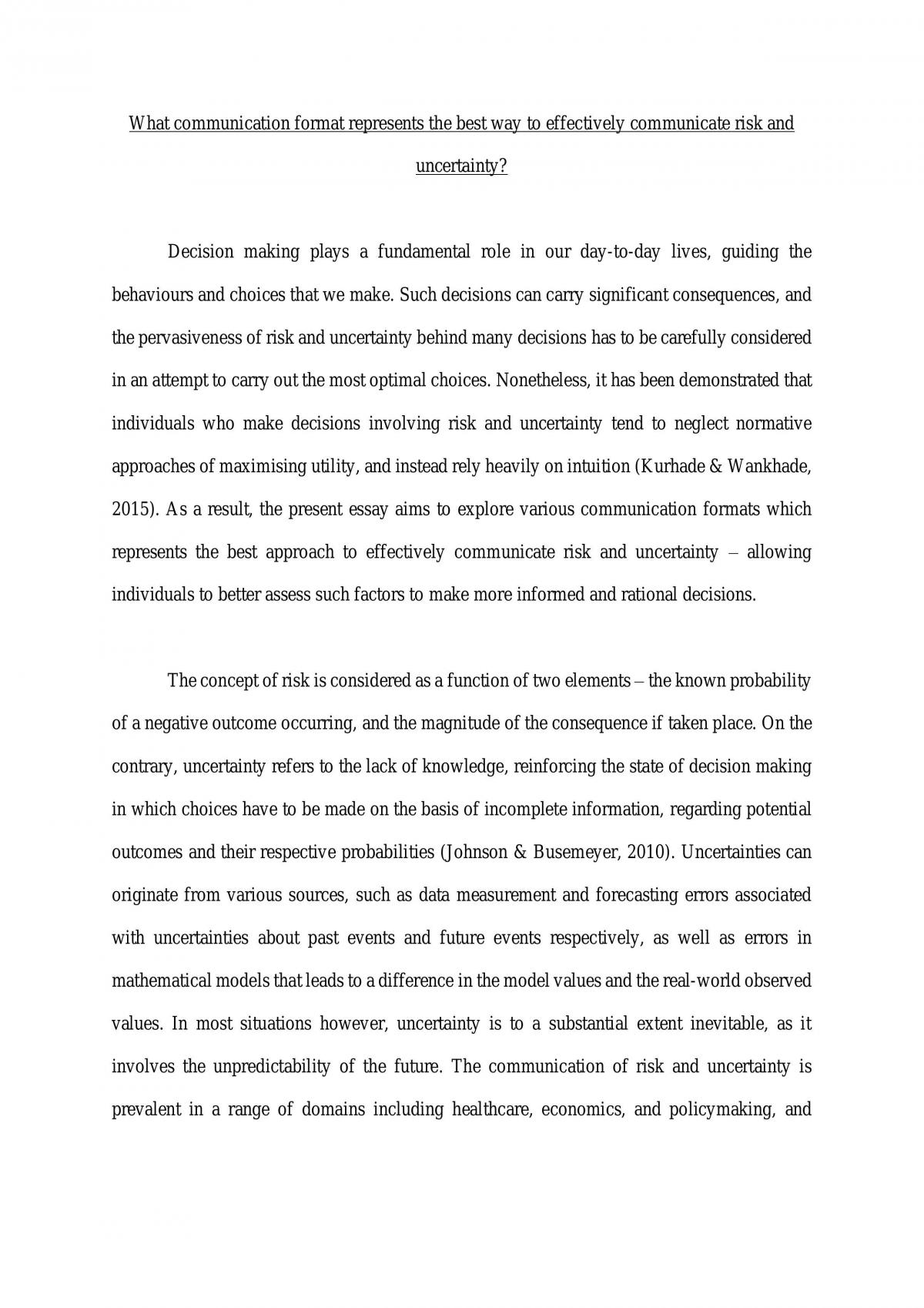 What communication format represents the best way to effectively communicate risk and uncertainty? - Page 1