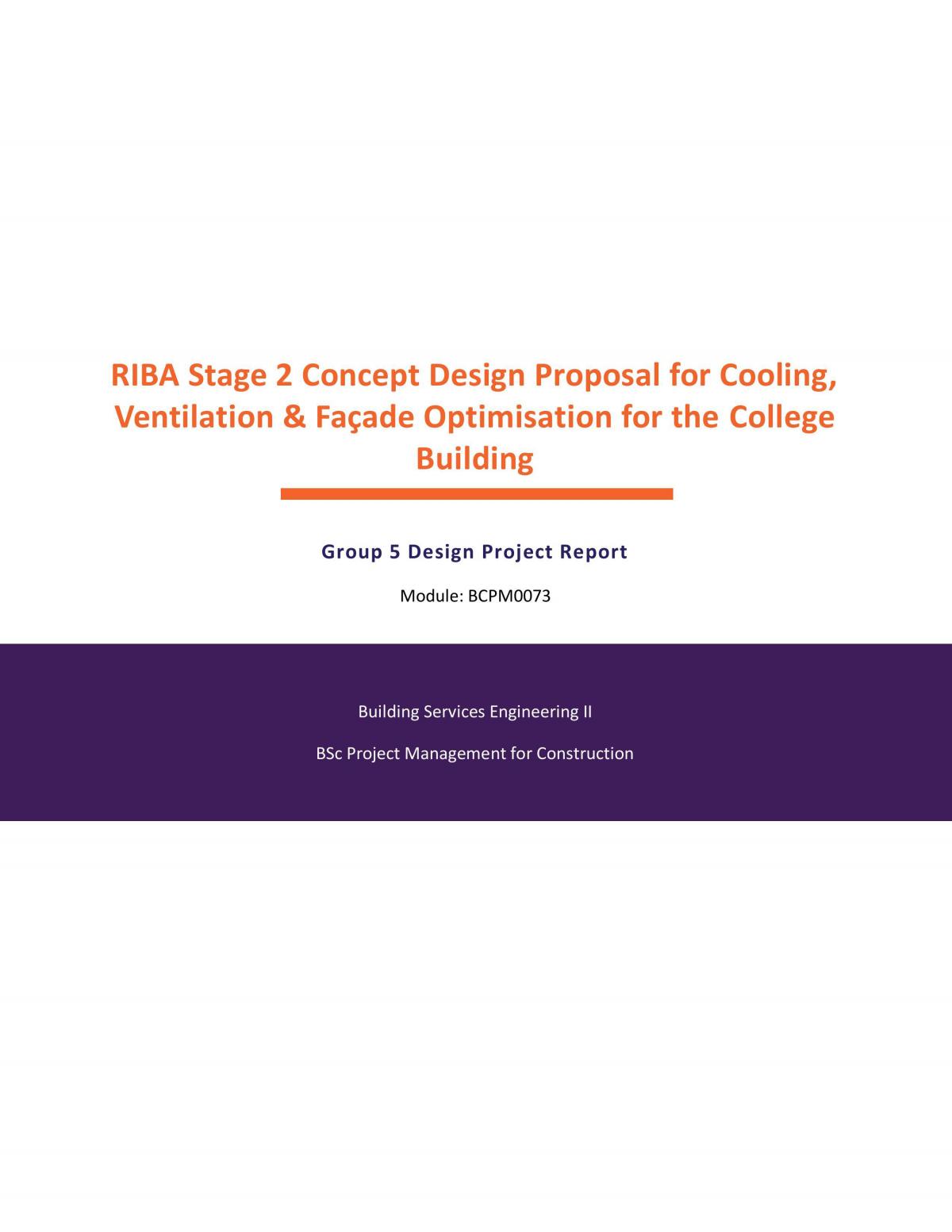 Building Services Engineering II Term 2 Assignment - Page 1