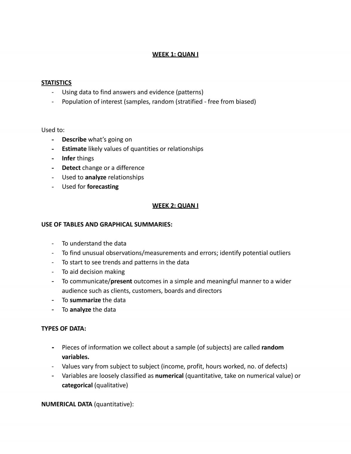 Quantitative Analysis for Management I  - Notes - Page 1