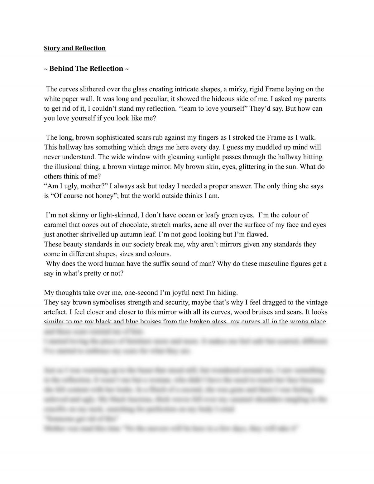 Reflection and imaginative piece  - Page 1
