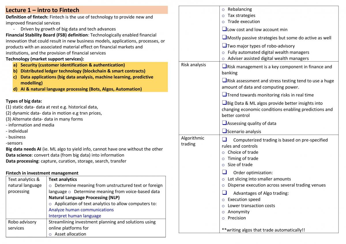 Fintech management notes - Page 1
