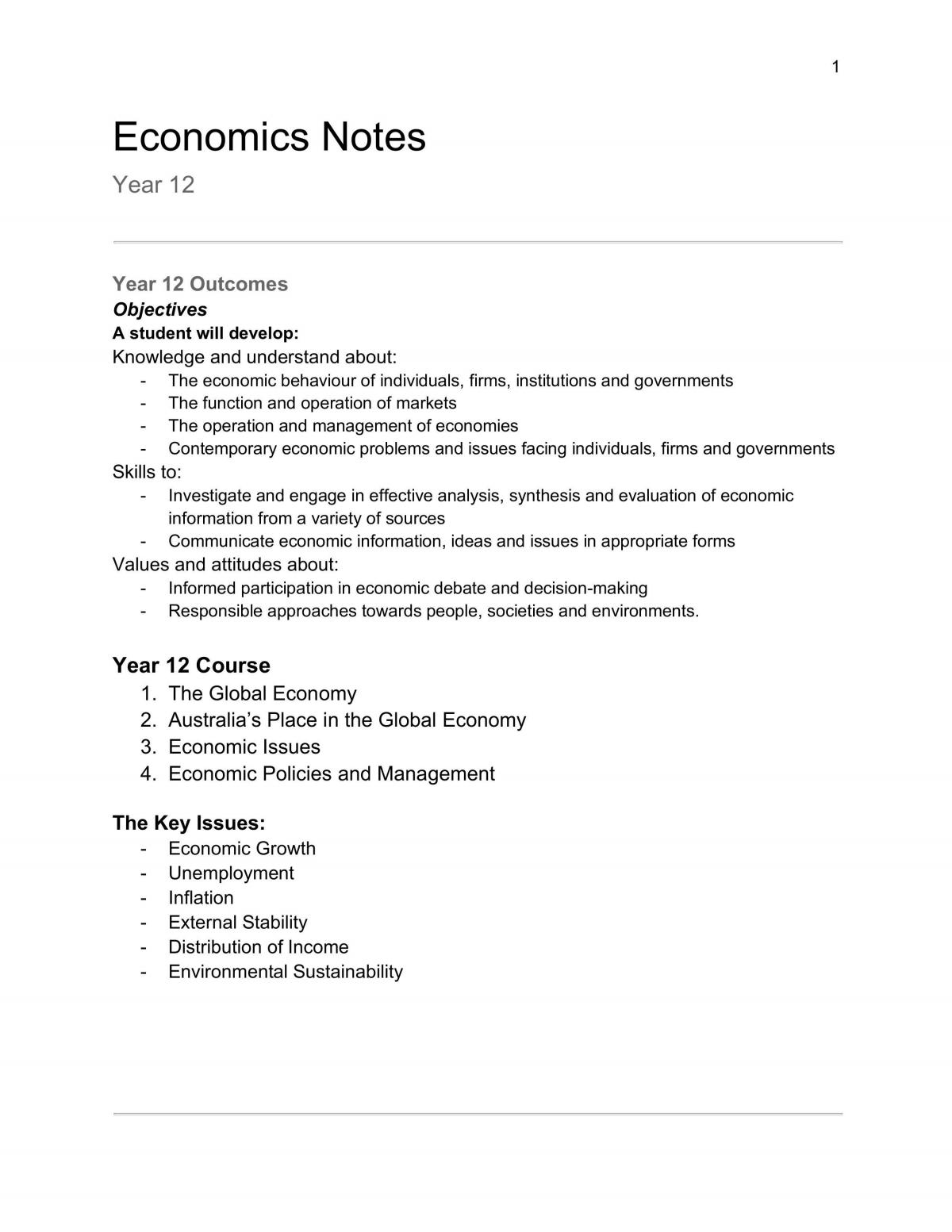 Economics Y12 Notes - Page 1