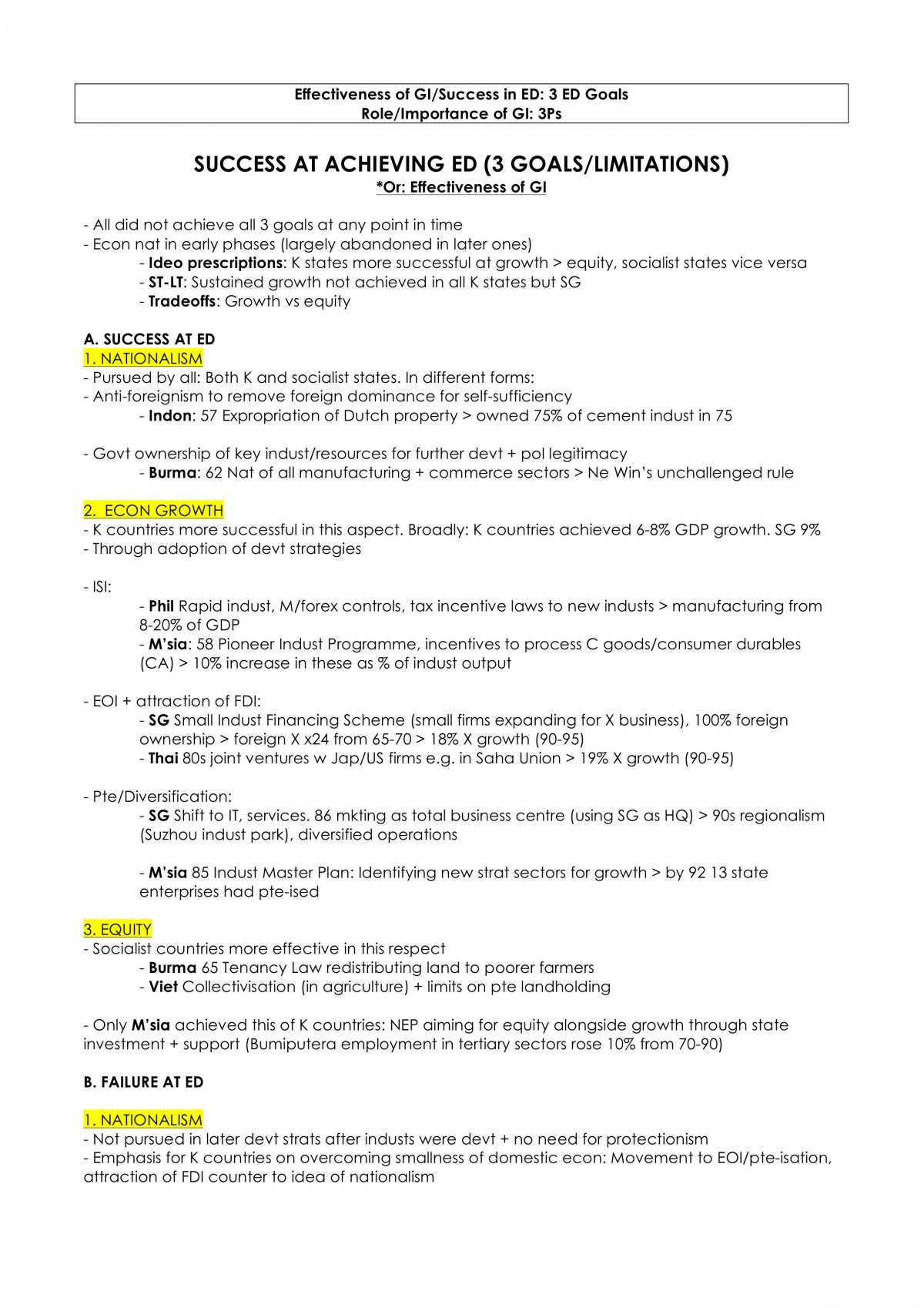 Economic Development Essay Outlines - Page 1