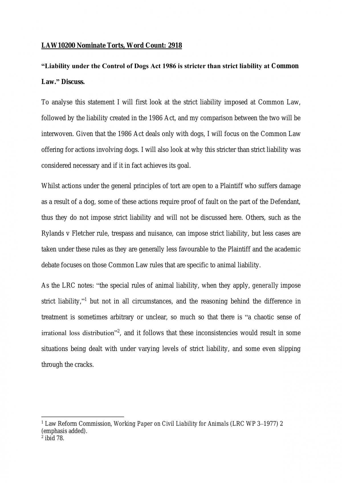 Nominate Torts Essay - Page 1