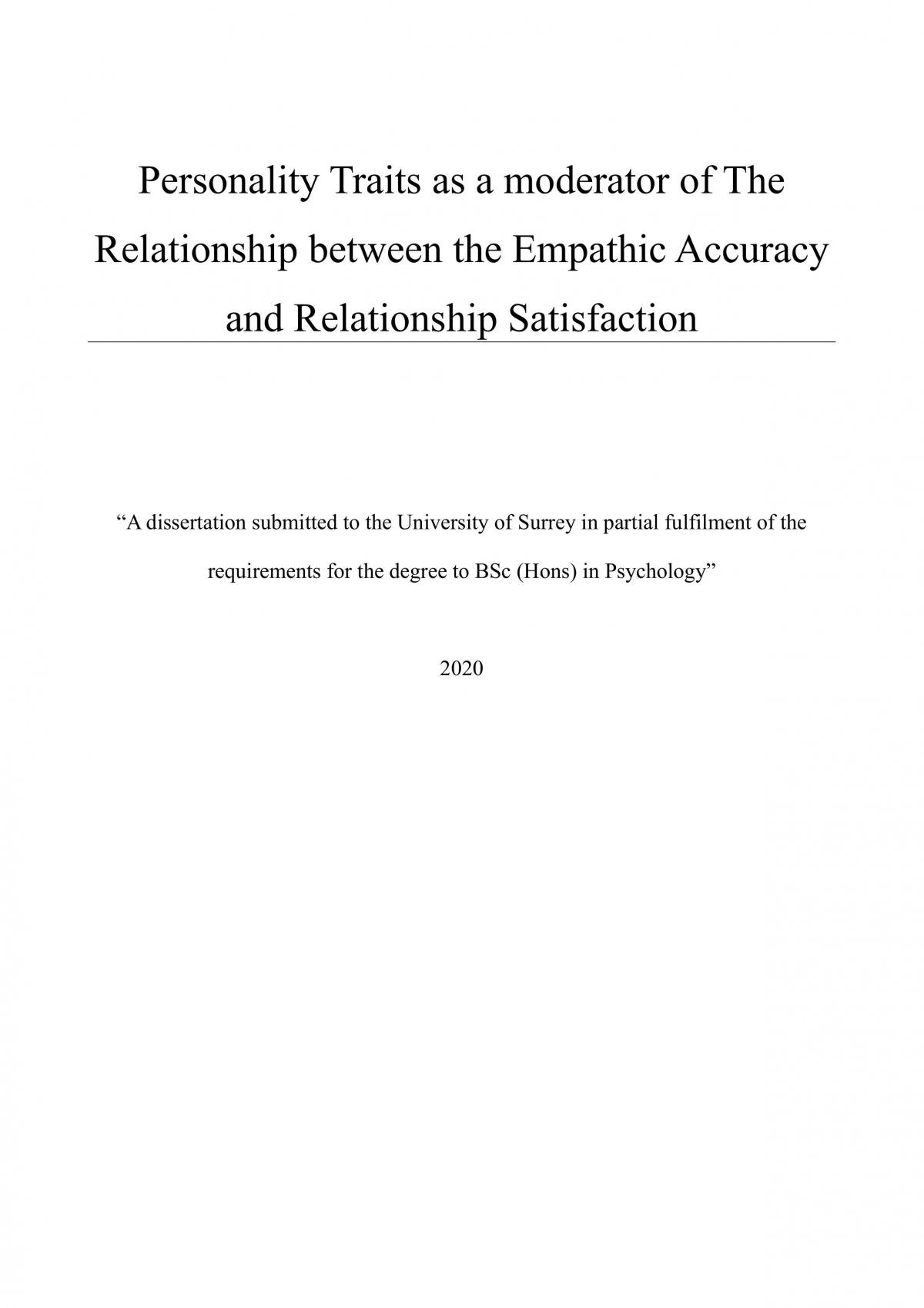 Personality traits as a moderator of the relationship between empathy accuracy and relationship satisfaction - Page 1
