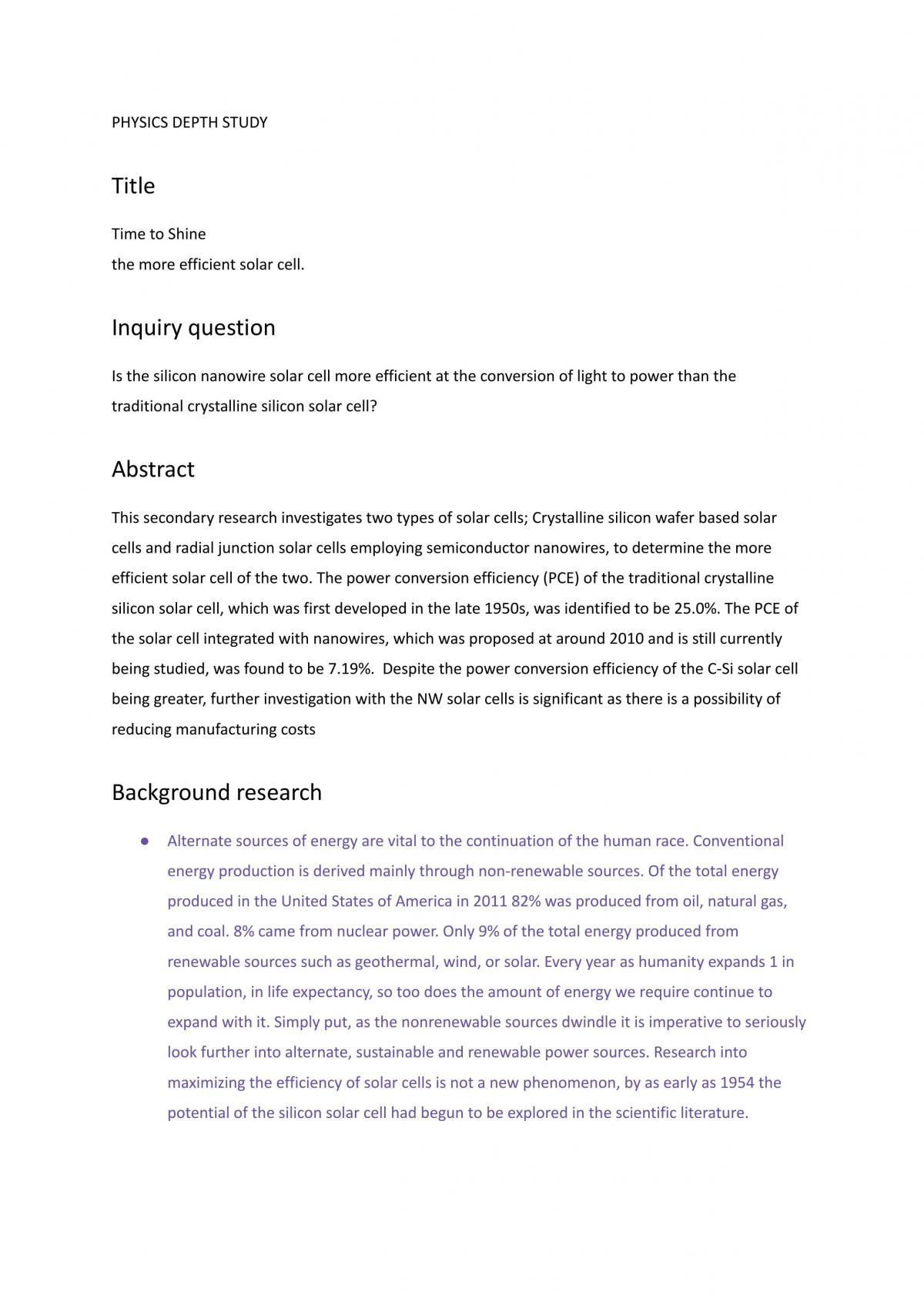 Physics Depth Study Detailed Script - Page 1
