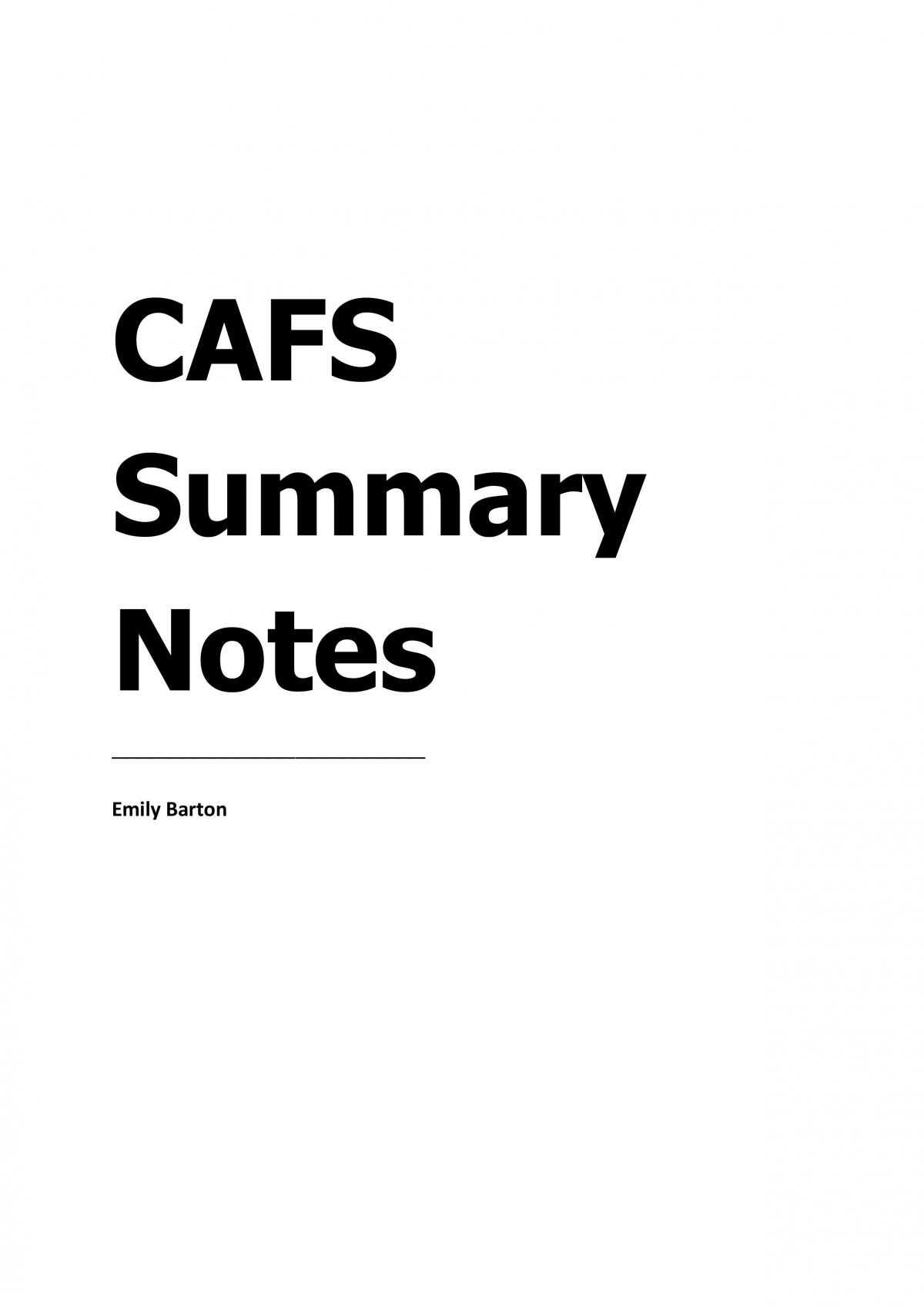 CAFS Summary Notes (Preliminary) - Page 1