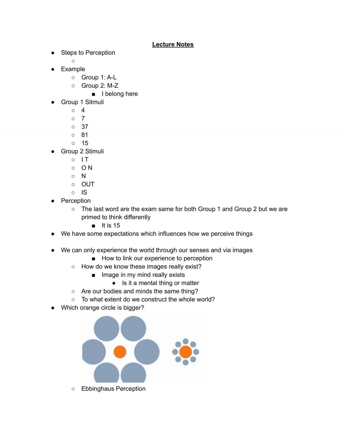 Notes for Sensation and Perception: Where the World Meets the Brain - Page 1