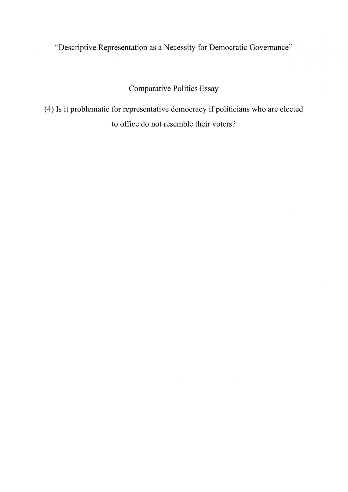 Essay on Descriptive Representation - Page 1