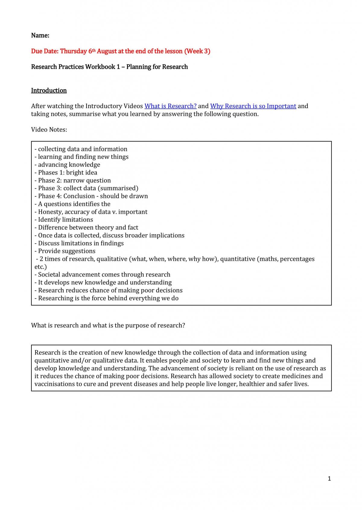 Research Practises - Research Proposal - Page 1