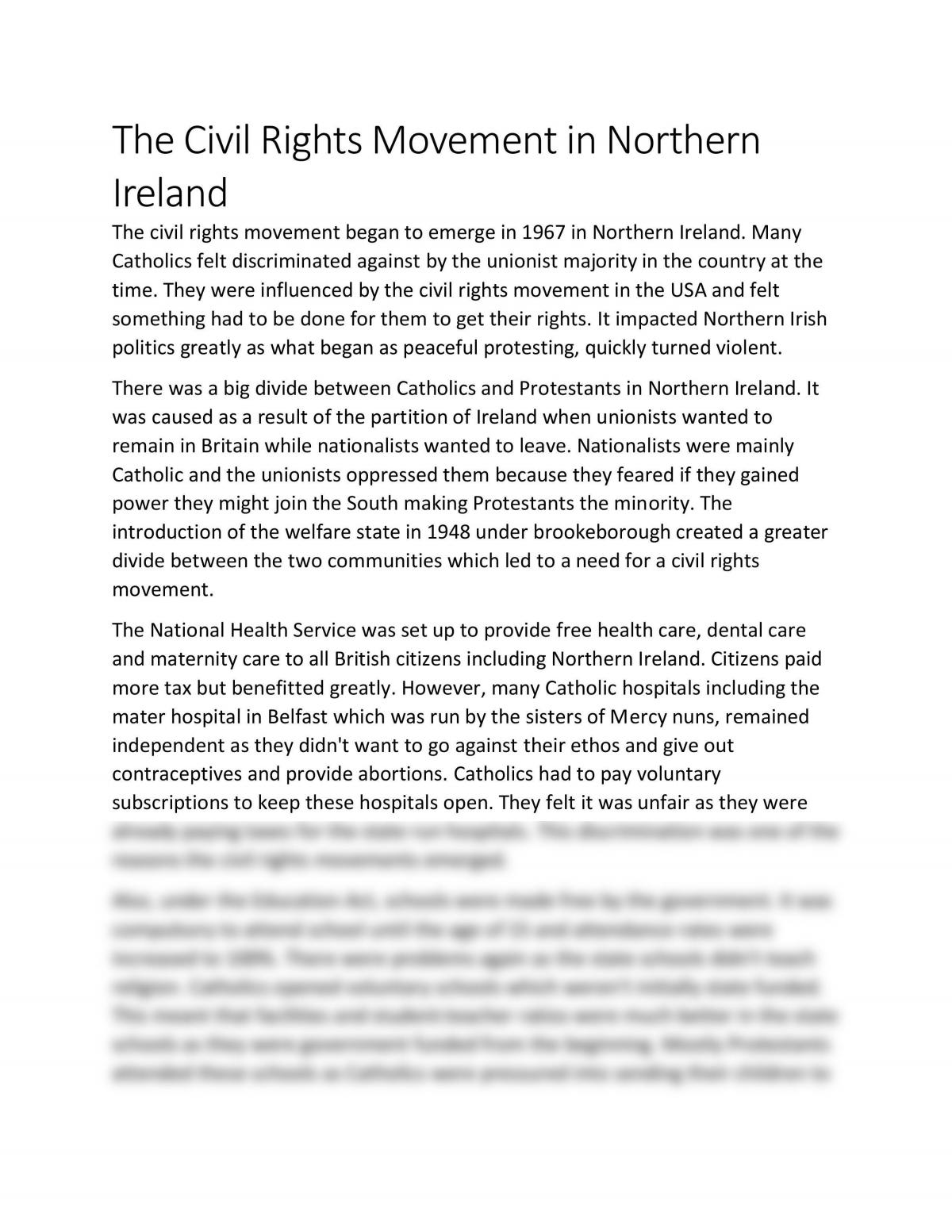 The Civil Rights Movement in Northern Ireland - Page 1