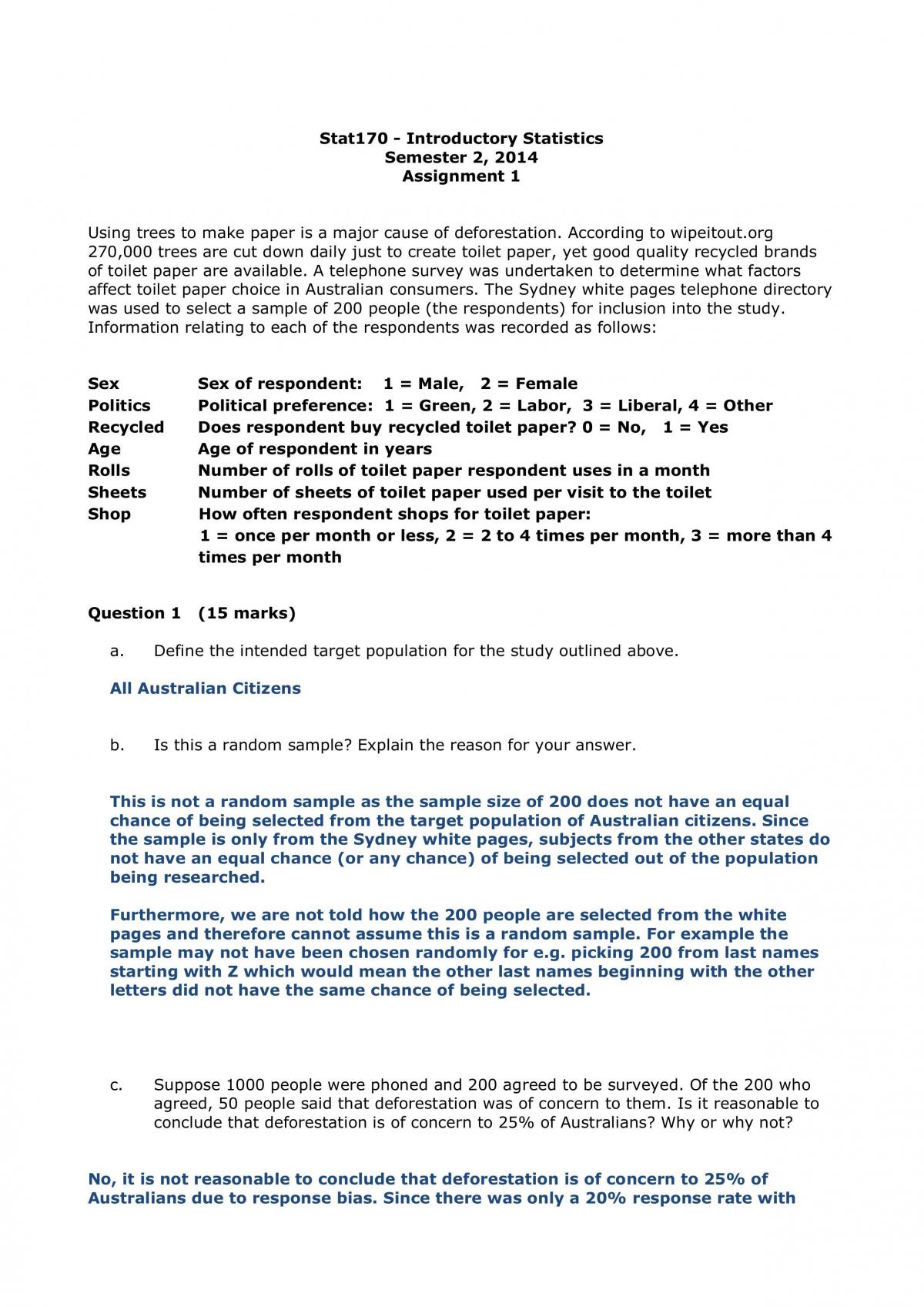 STAT170 First Assignment - Page 1