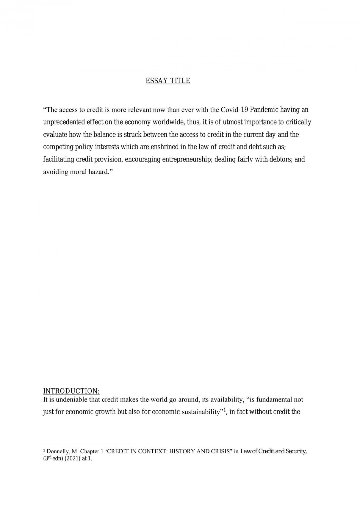 Access to Credit  - Page 1