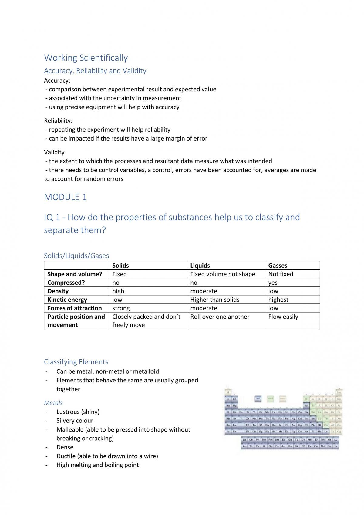 HSC Chemistry Year 11 Notes - Page 1