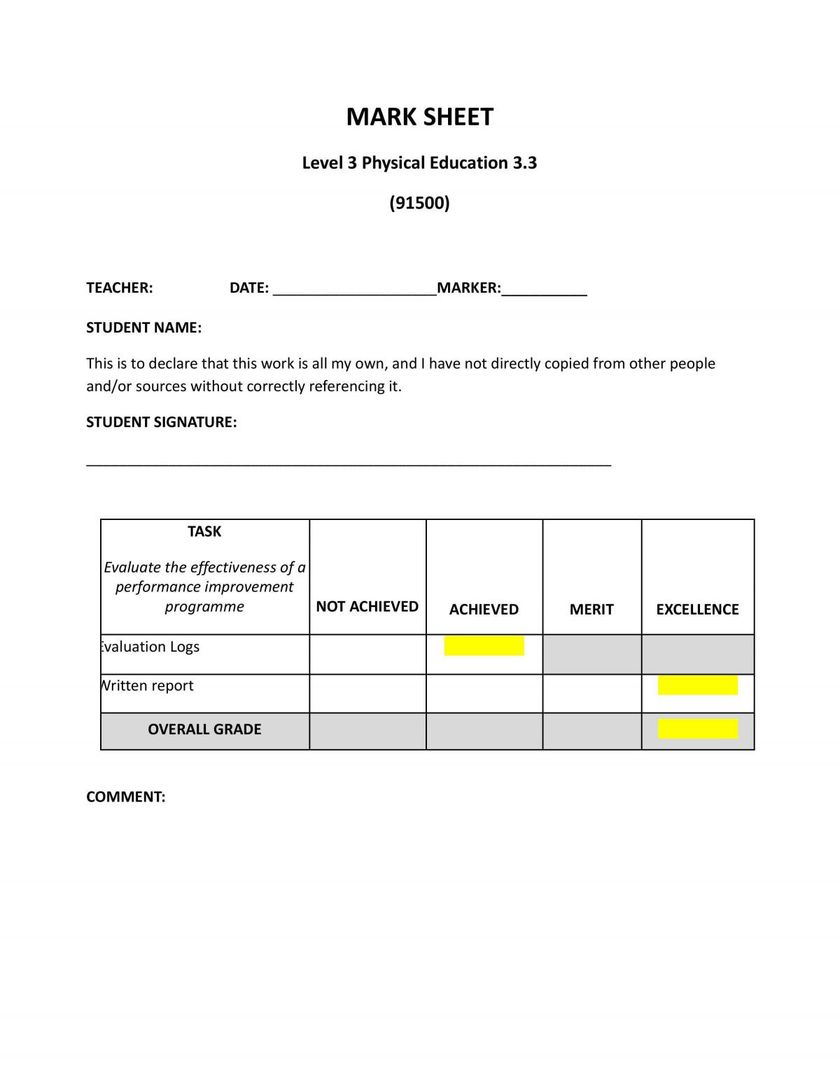AS91500 (3.3) -  Evaluate the effectiveness of a performance improvement programme - Page 1