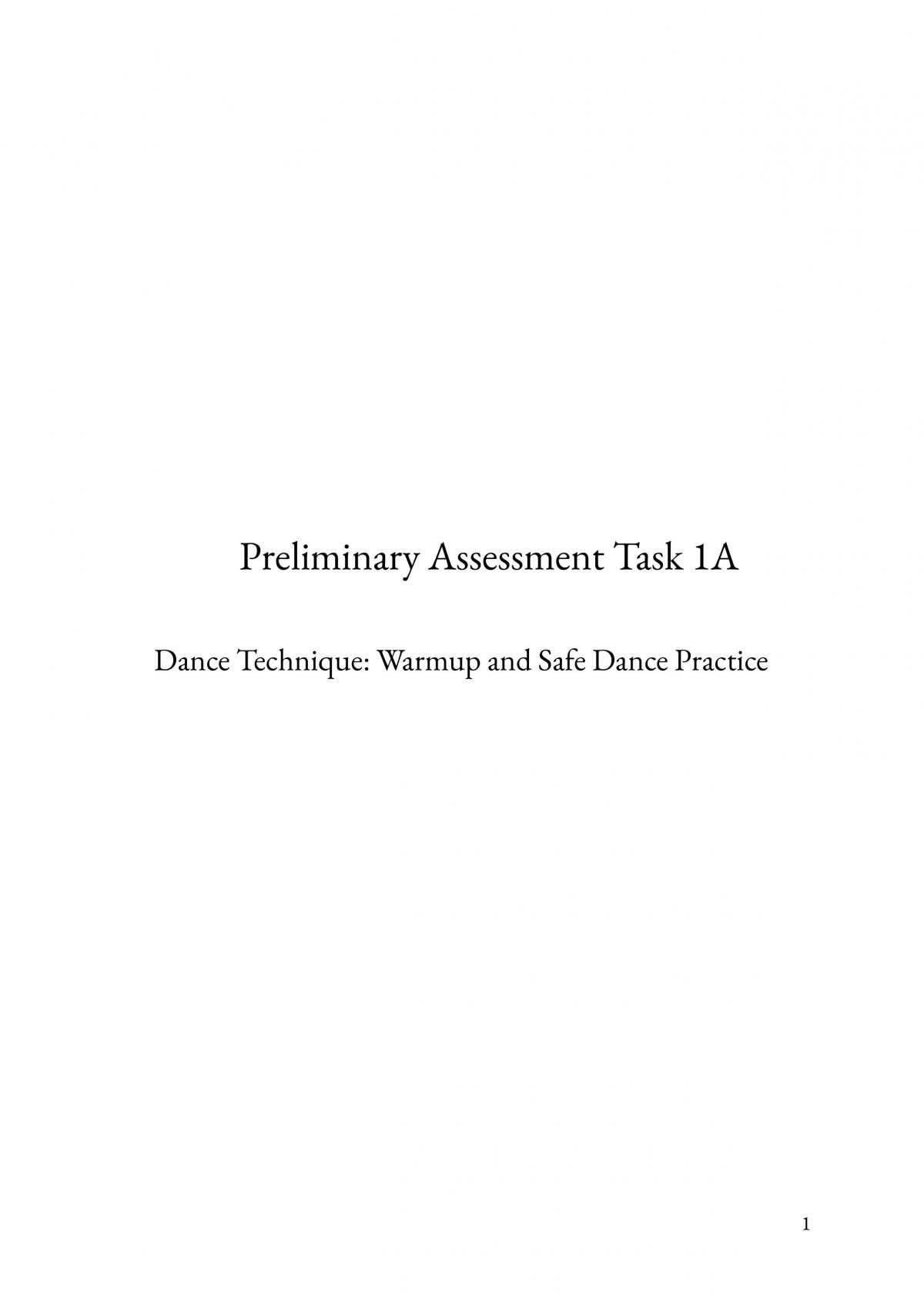 Prelim in class warm up assessment - written portion - Page 1