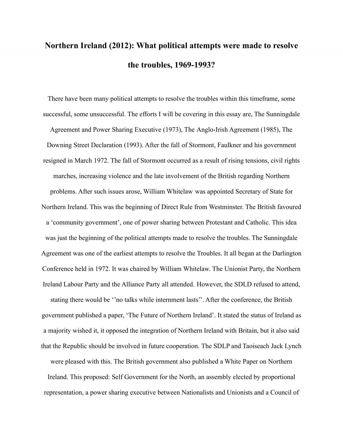 Northern Ireland (2012): What political attempts were made to resolve the troubles, 1969-1993?  - Page 1