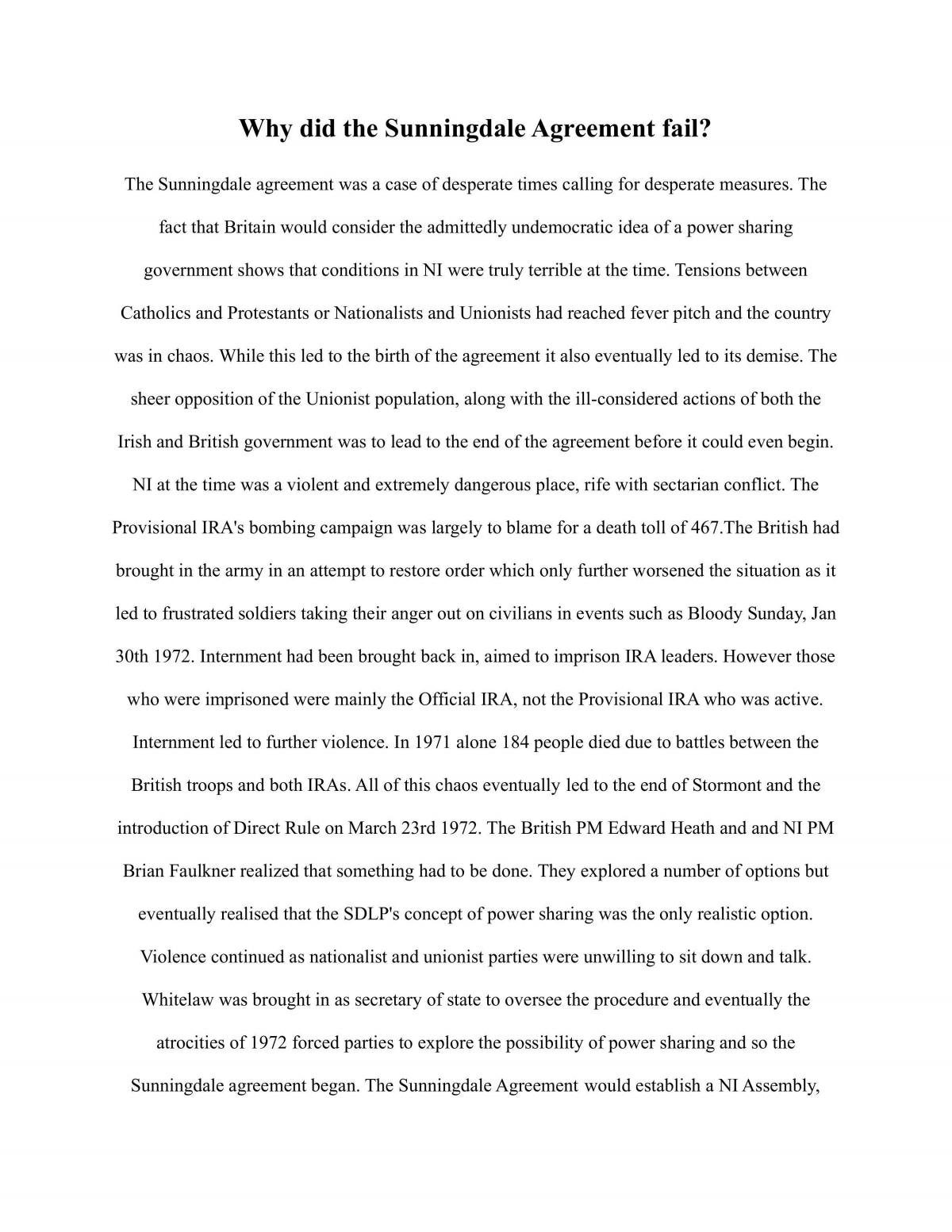 Why did the Sunningdale Agreement fail?  - Page 1