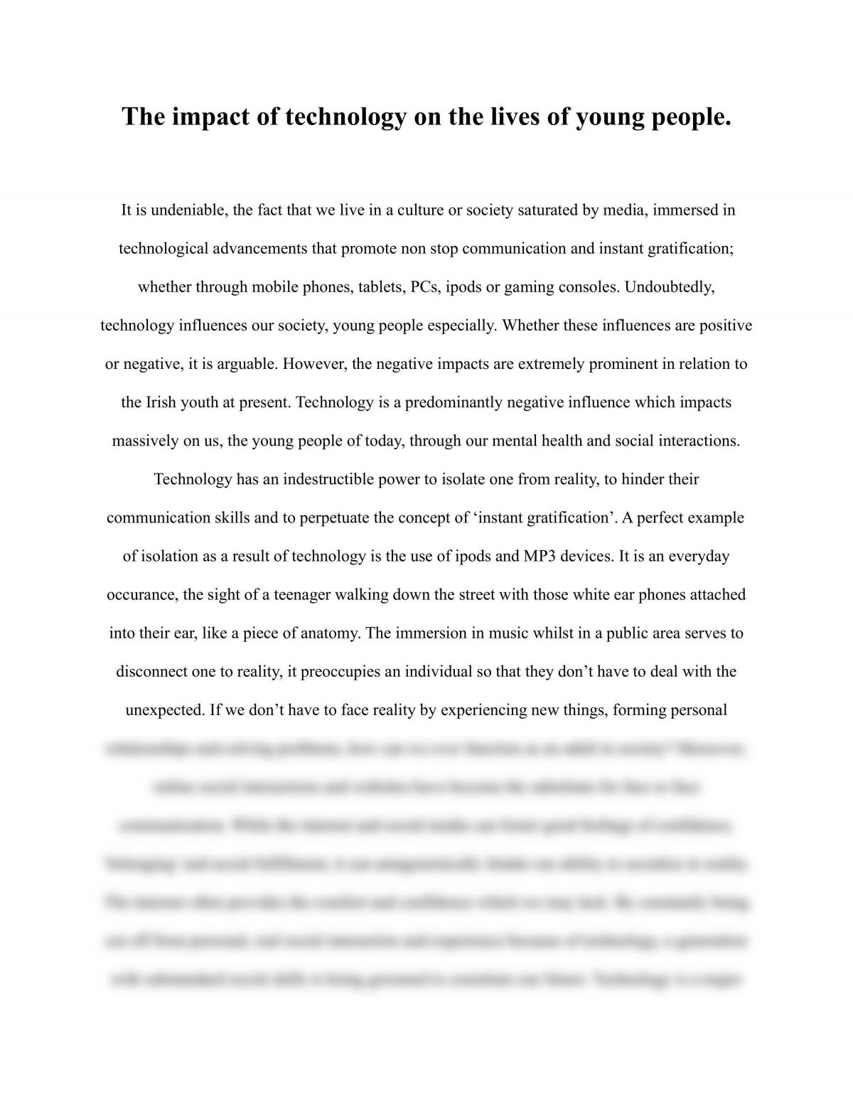 technology effects on society essay