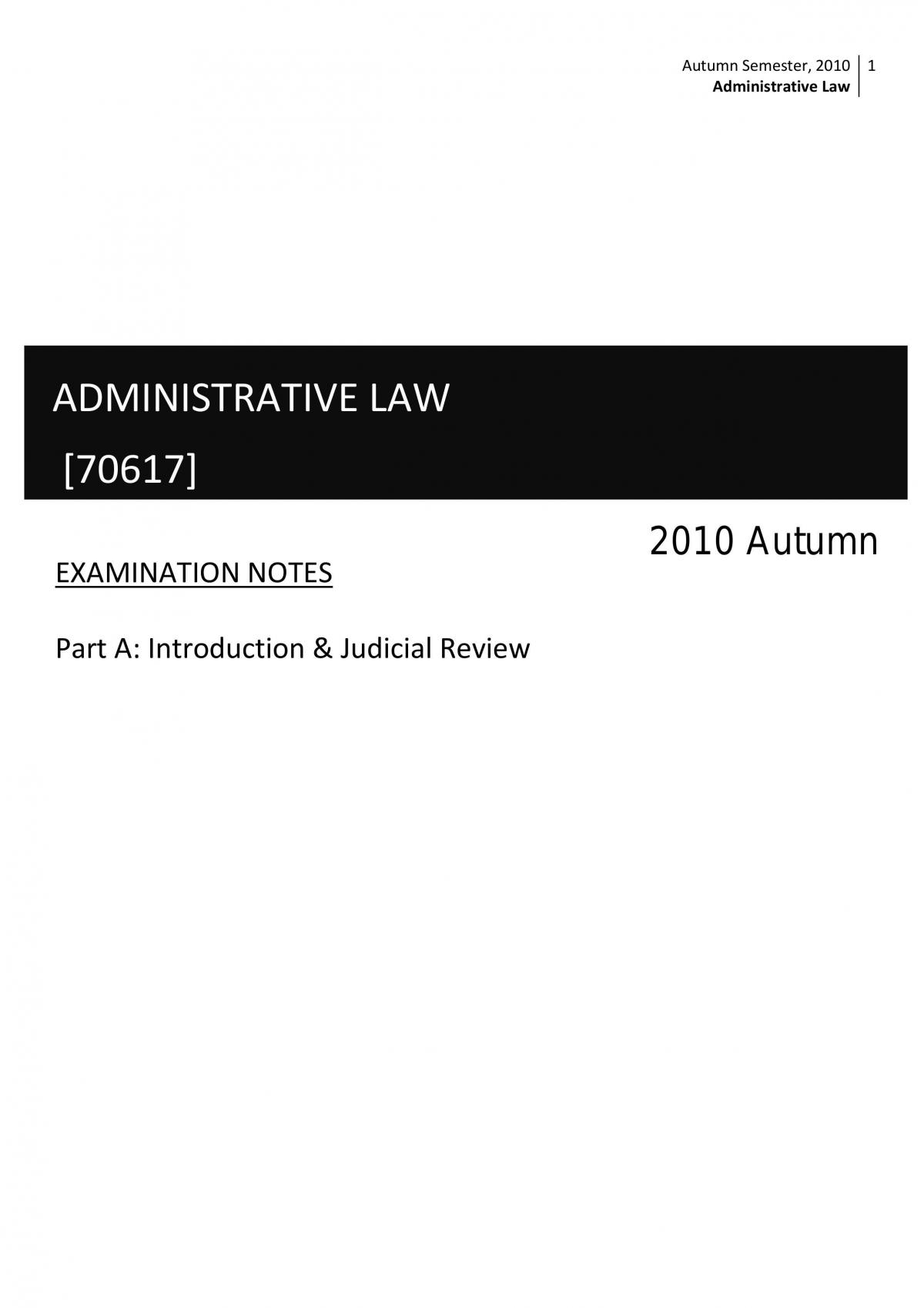 Administrative Law Notes Part A - Page 1