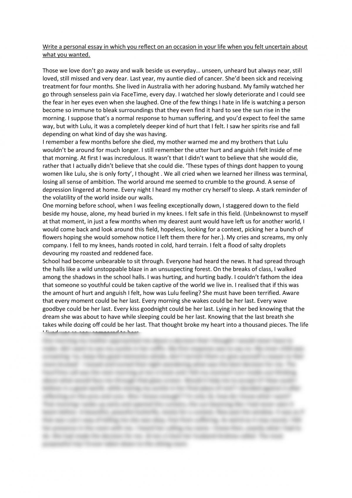 essay about leaving for college