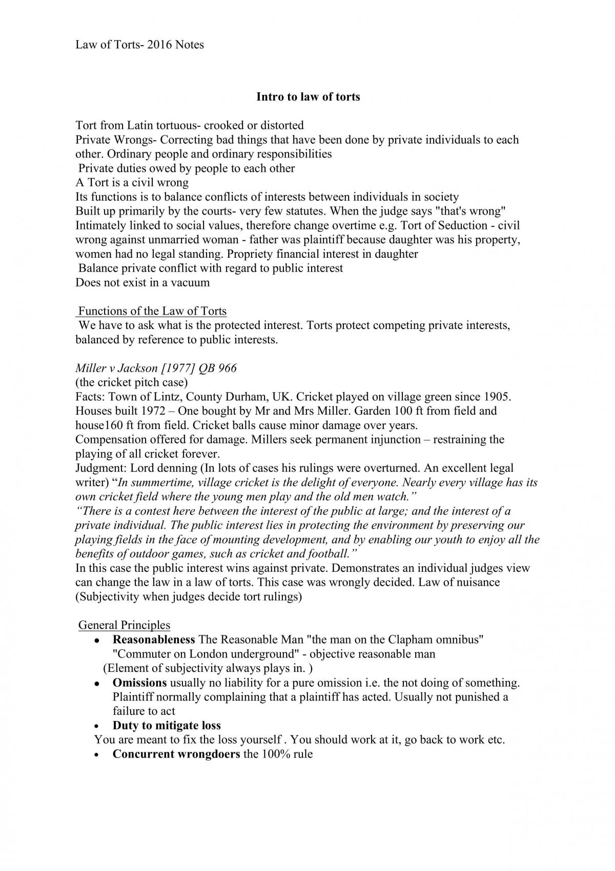 Law of Torts complete notes - Page 1