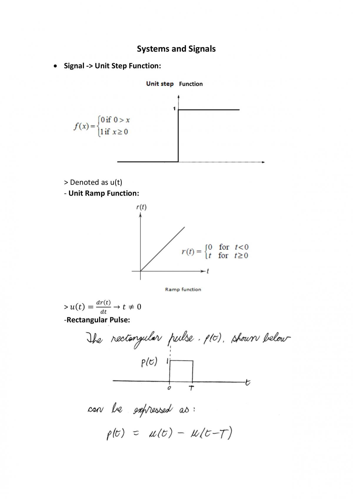 Systems and Signals Notes - Page 1
