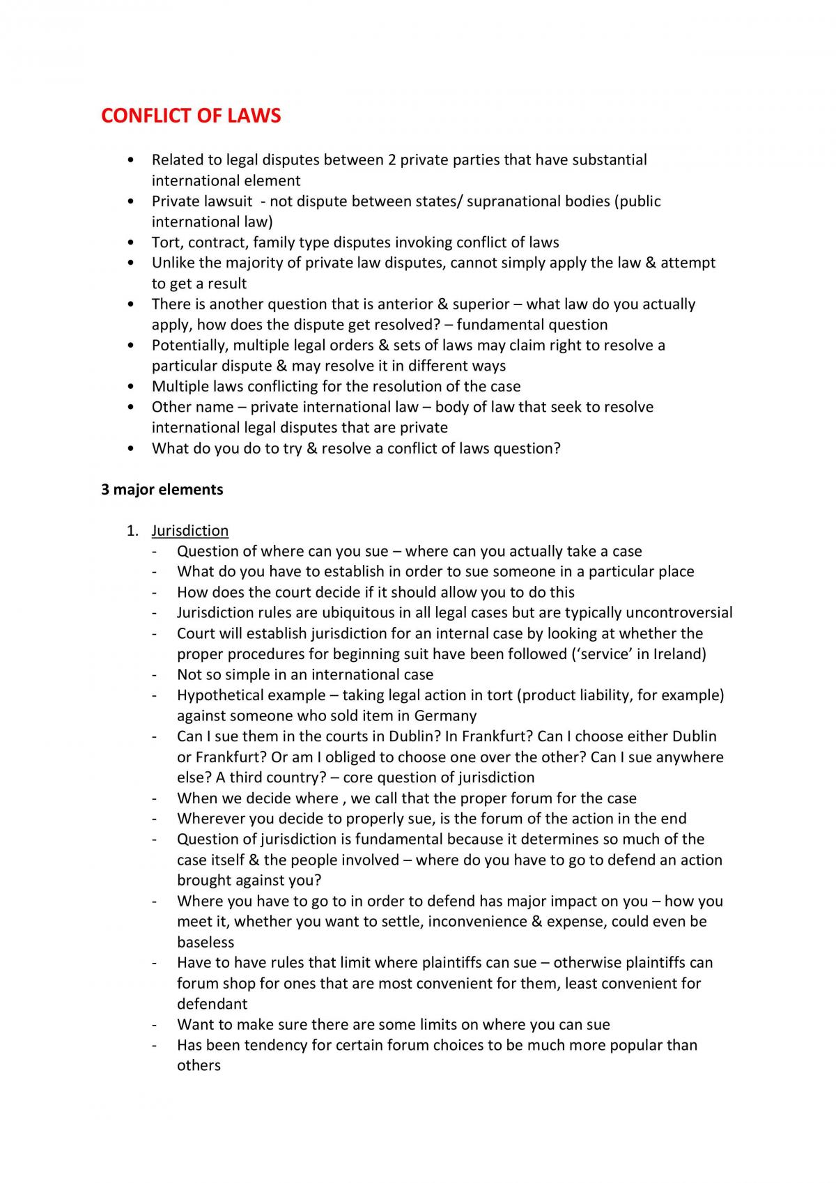Conflict of Laws Notes - Page 1