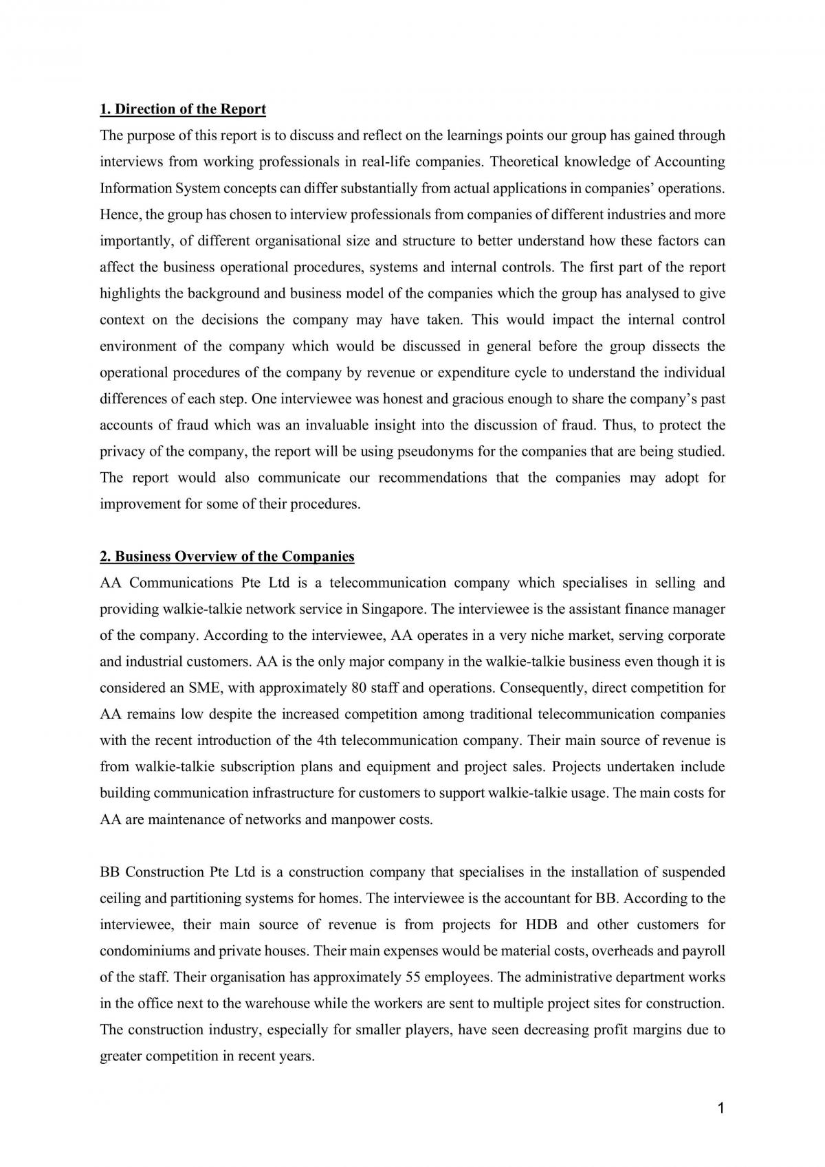 ACC2709 Project Report - Page 1