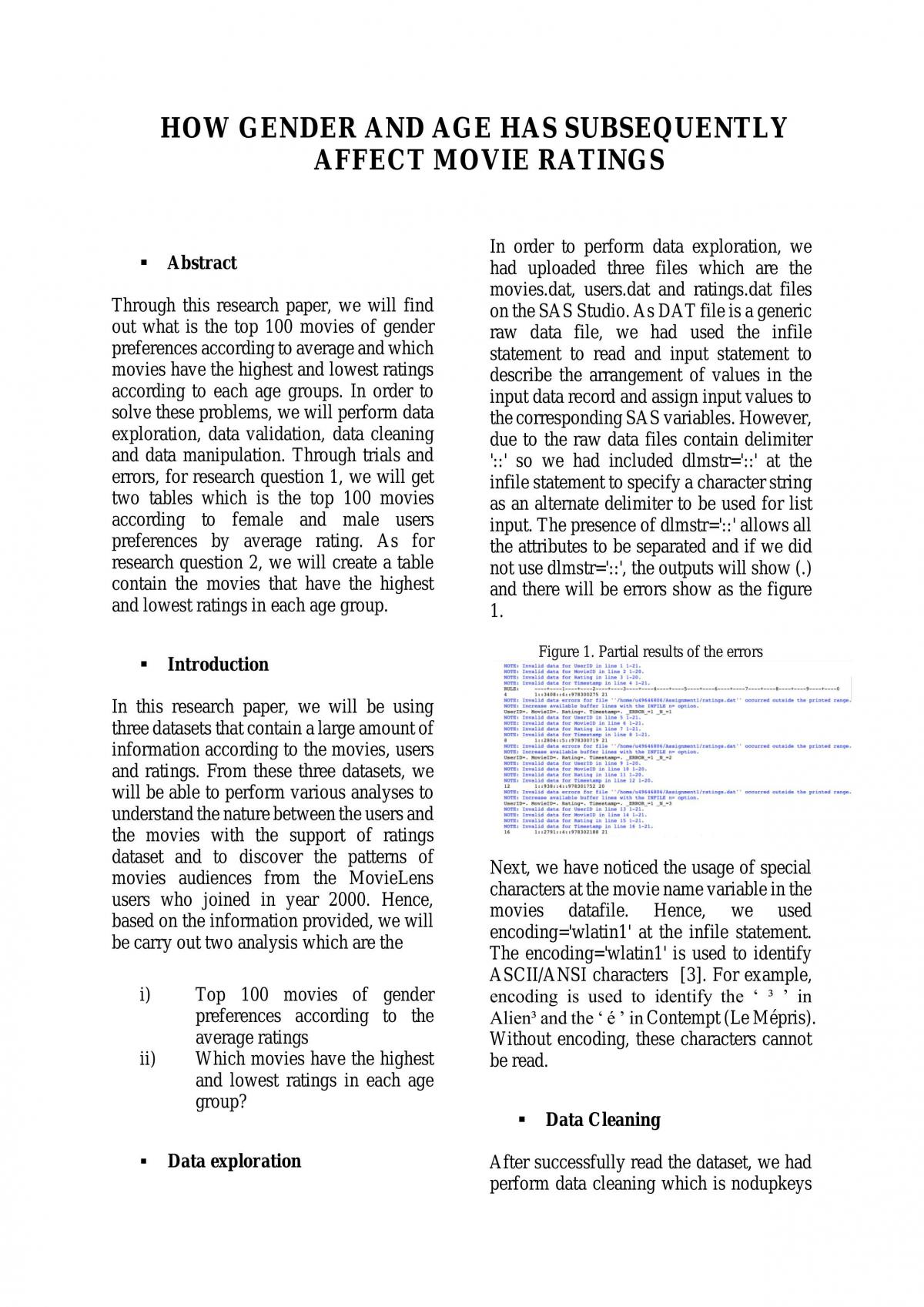 How Gender And Age Has Subsequently Affect Movie Ratings - Page 1