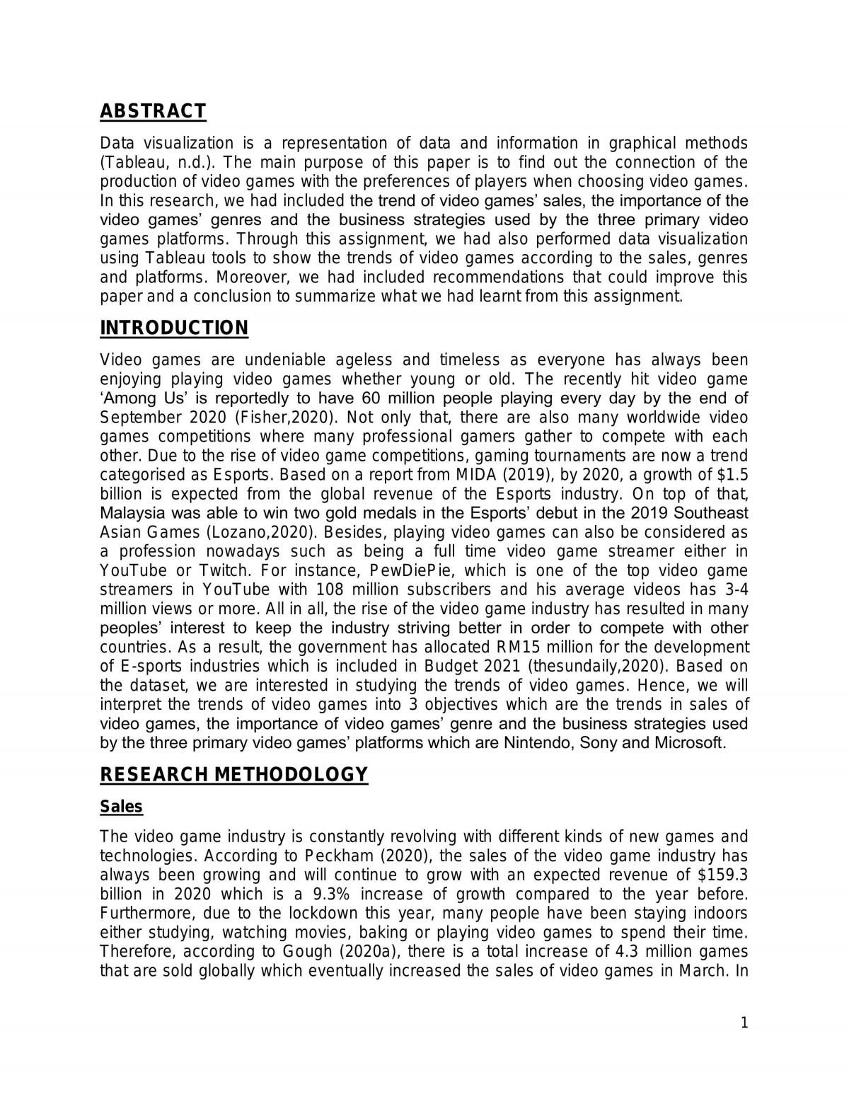 Data Visualization of video games industry - Page 1