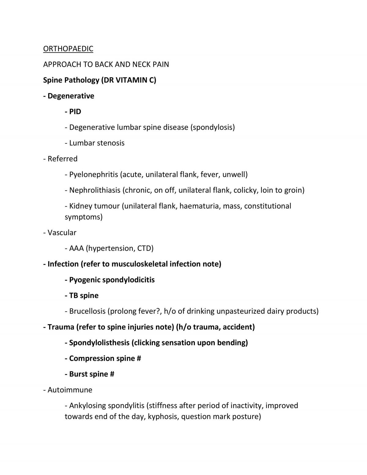 Orthopaedics Notes - Page 1