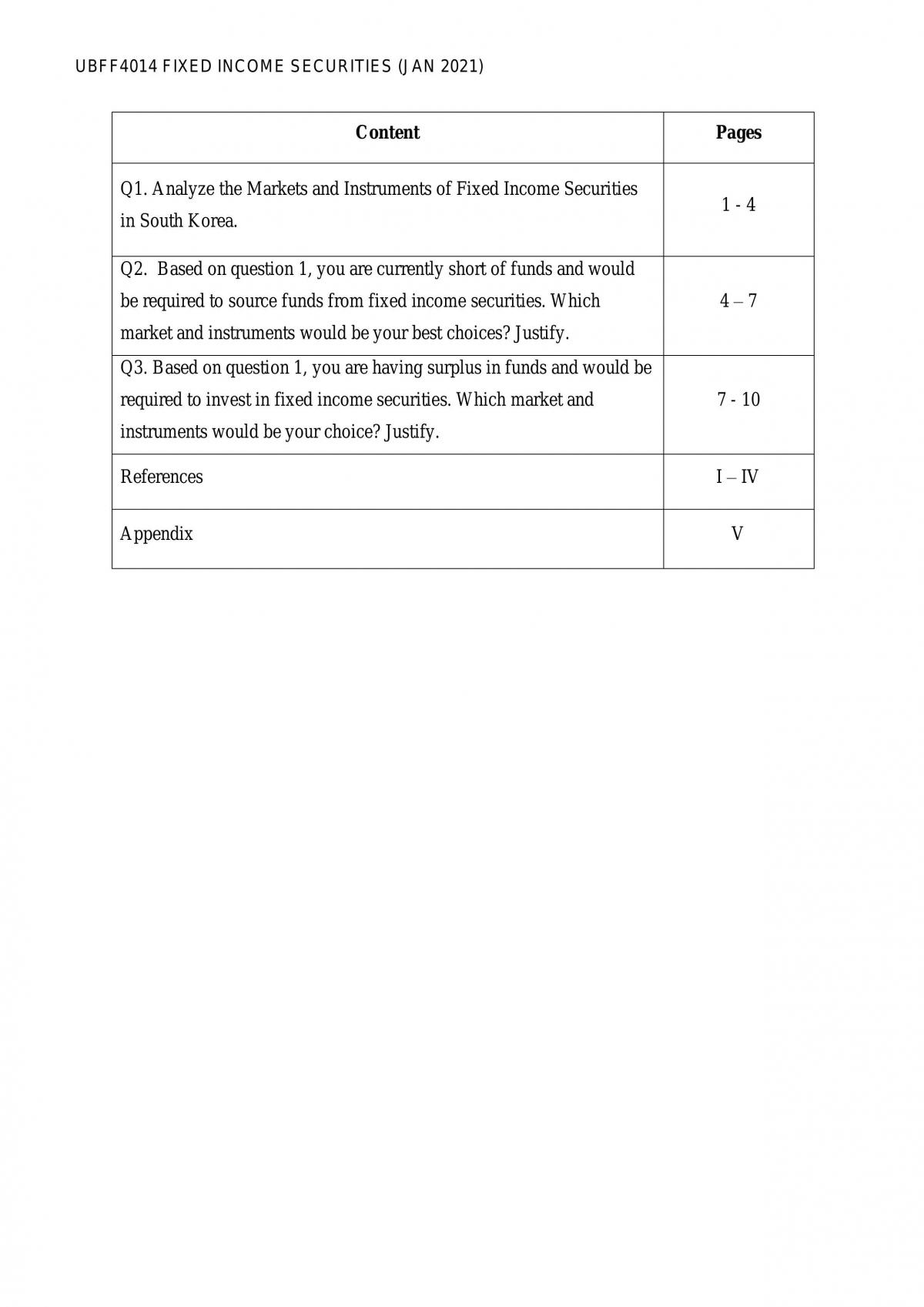 Fixed Income Securities Assignment  - Page 1