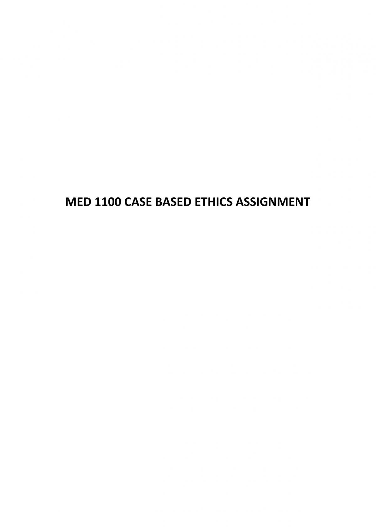 MED1100 Case Based Ethics Assignment - Page 1