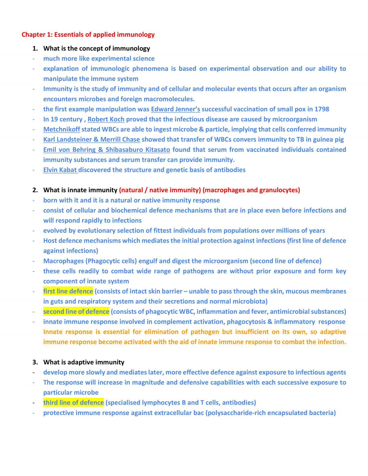Essentials of Applied Immunology Notes - Page 1