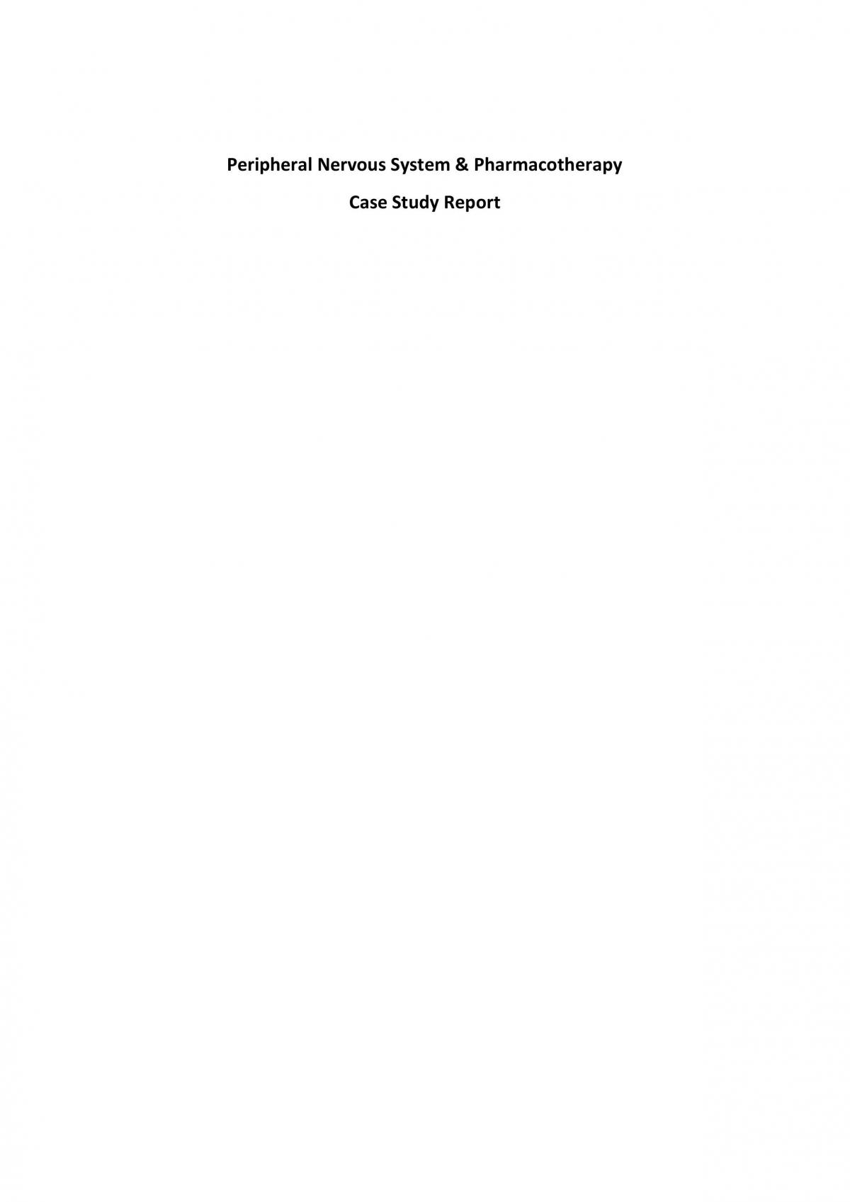 Peripheral Nervous System & Pharmacotherapy Report - Page 1