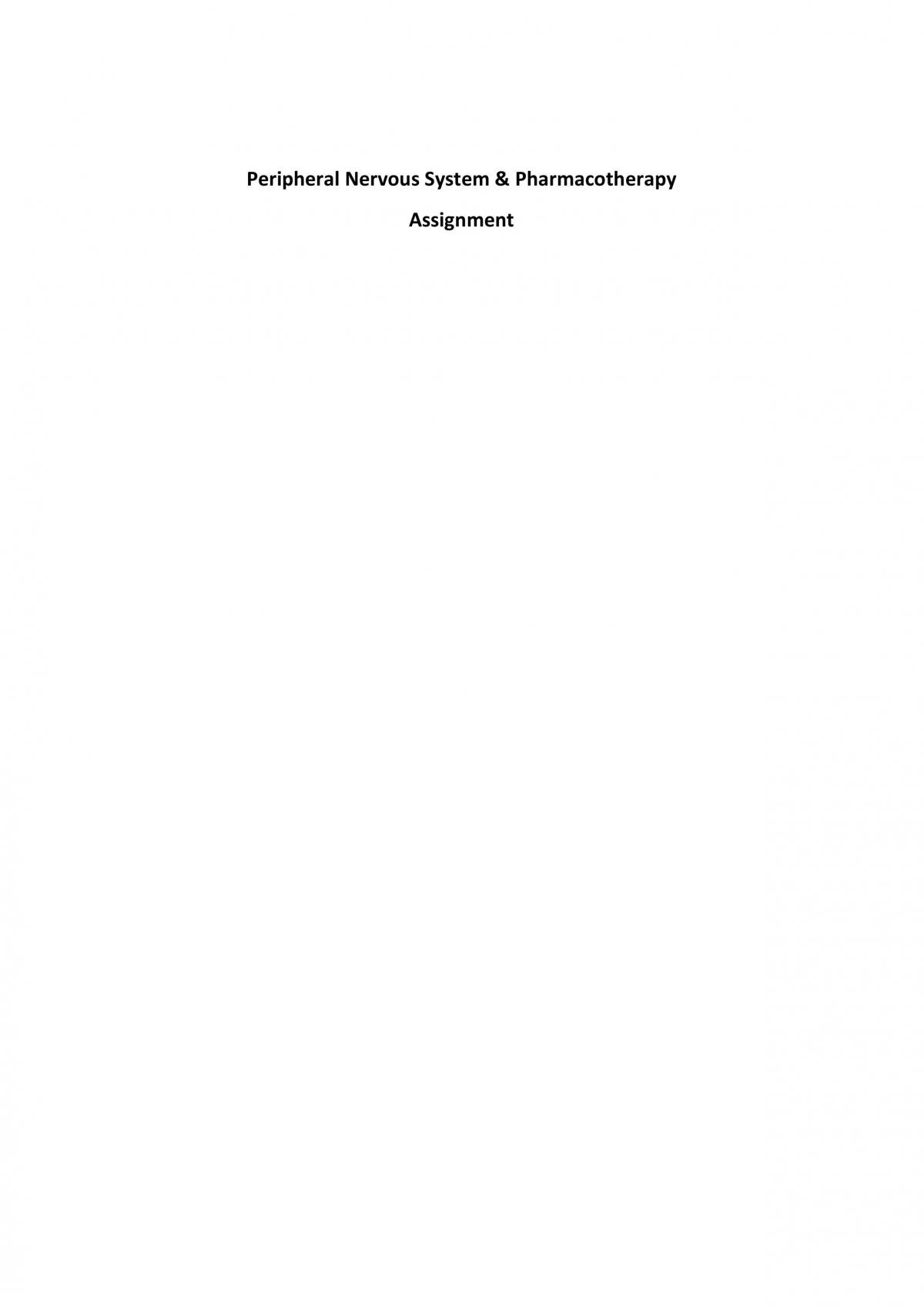 Peripheral Nervous system and Pharmacotherapy Assignment - Page 1