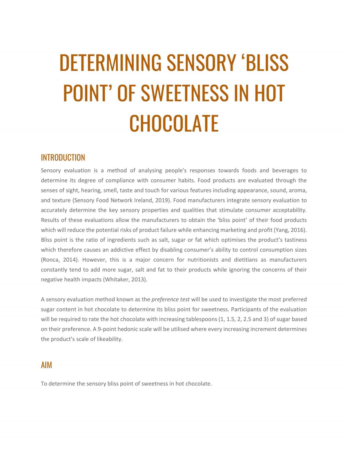Sensory Evaluation  - Page 1