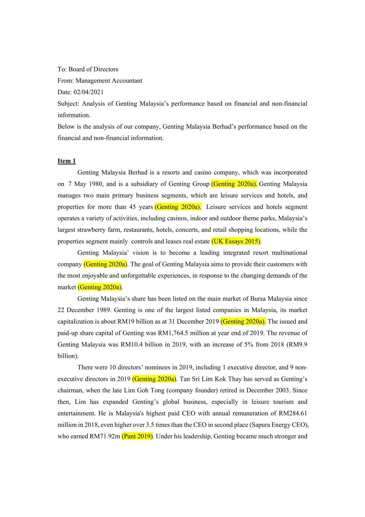 Performance Management Report - Page 1