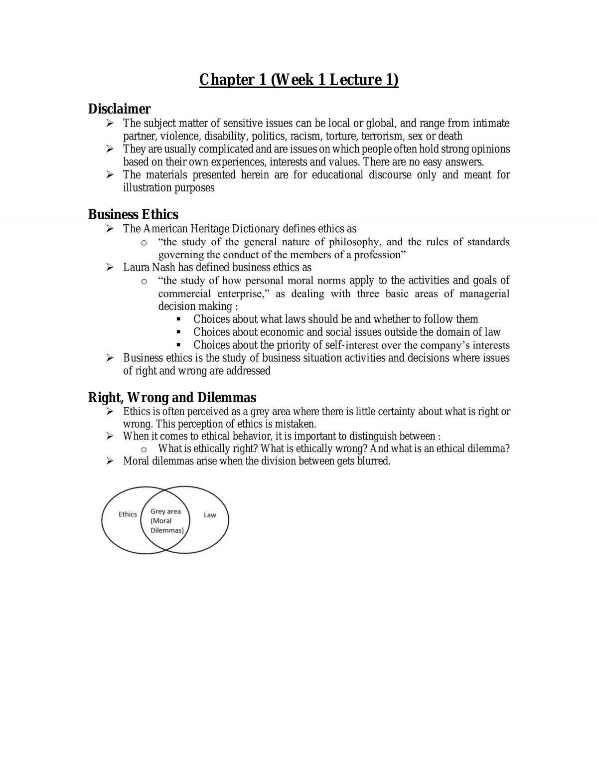 Ethics for Business Notes - Page 1