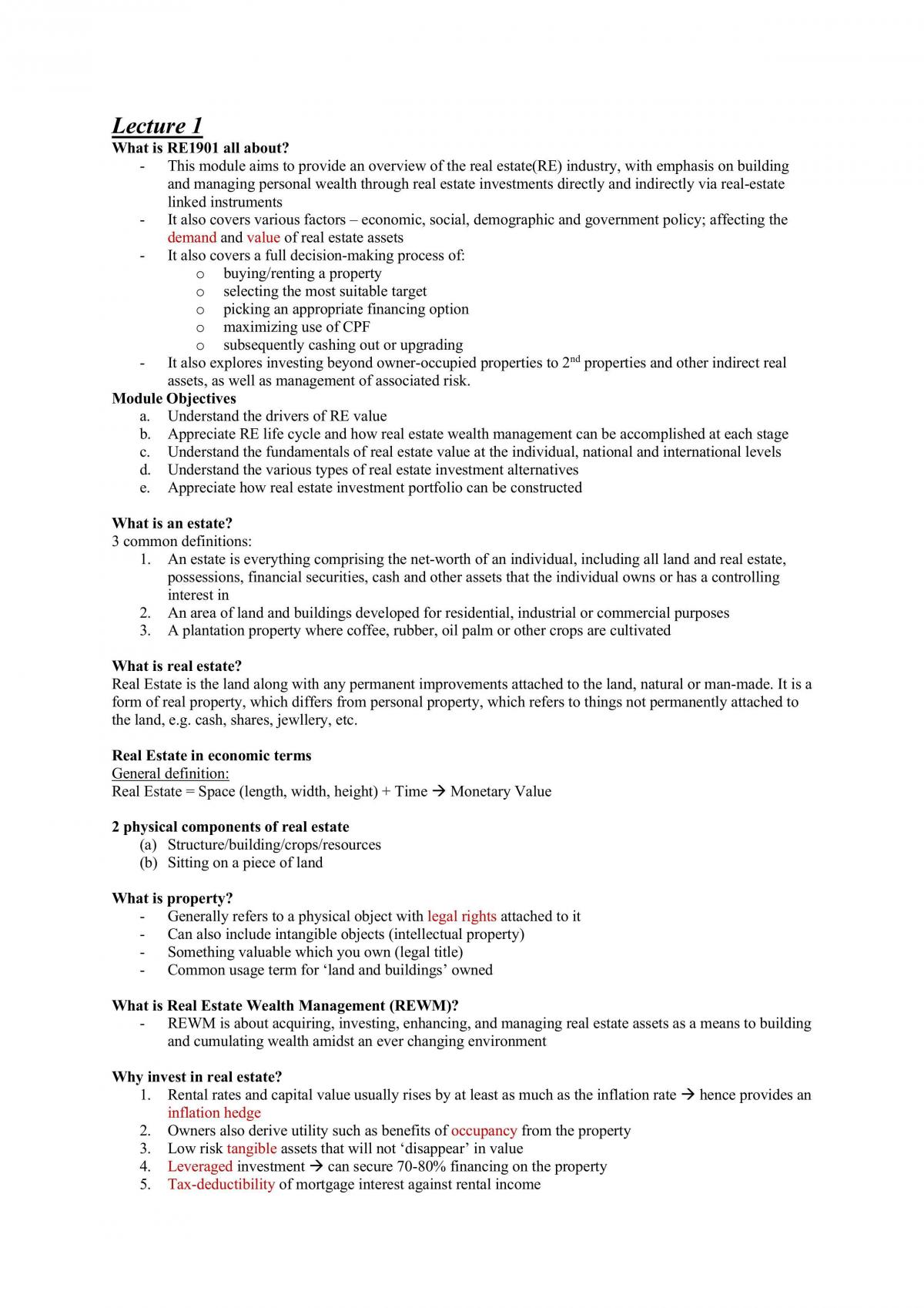 Compiled Notes for RE1901 - Page 1
