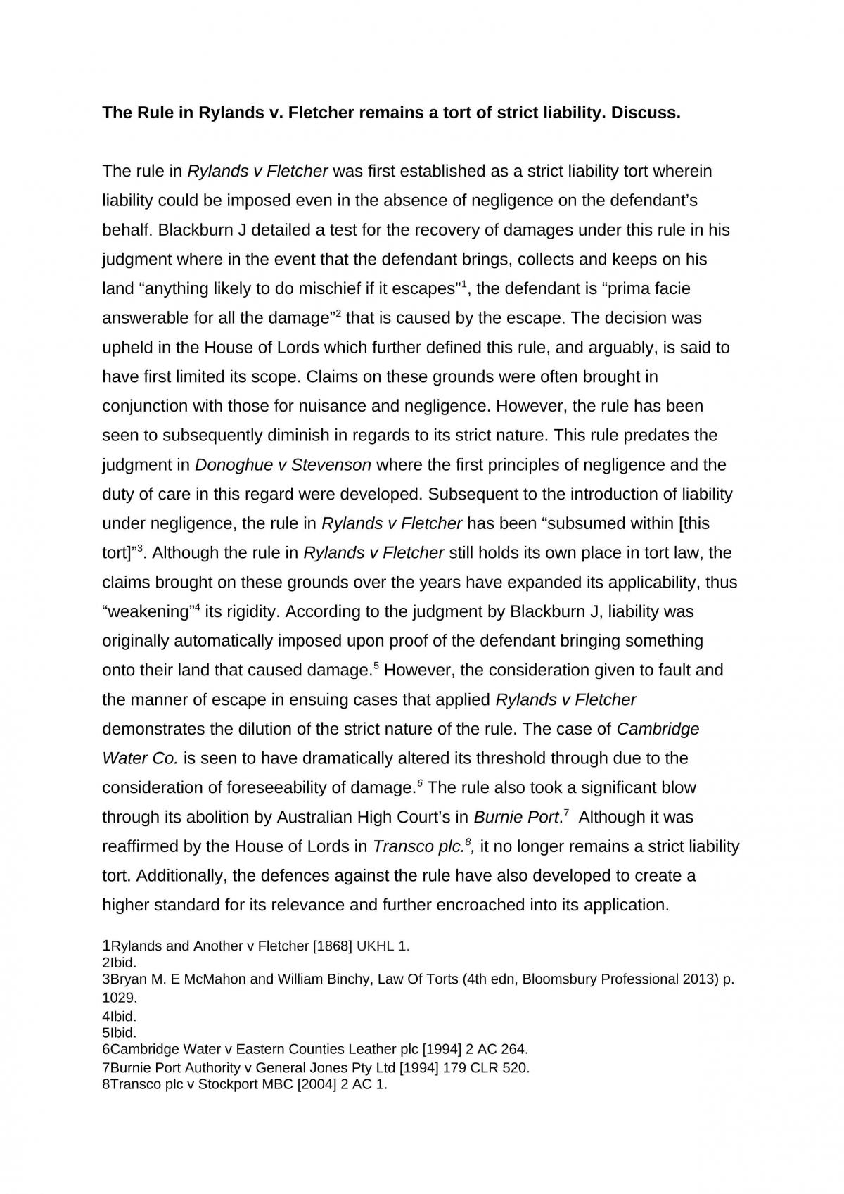 Nominate Tort - 3000 word Assignment - Page 1