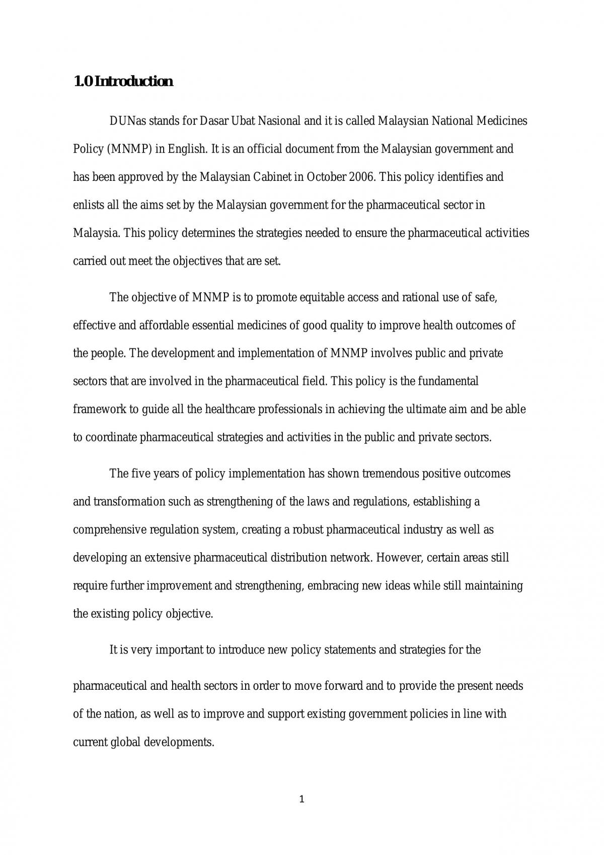Introduction to Pharmacy MNMP Assignment - Page 1