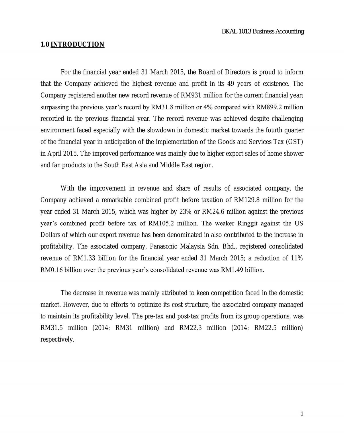 Financial Analysis - Page 1