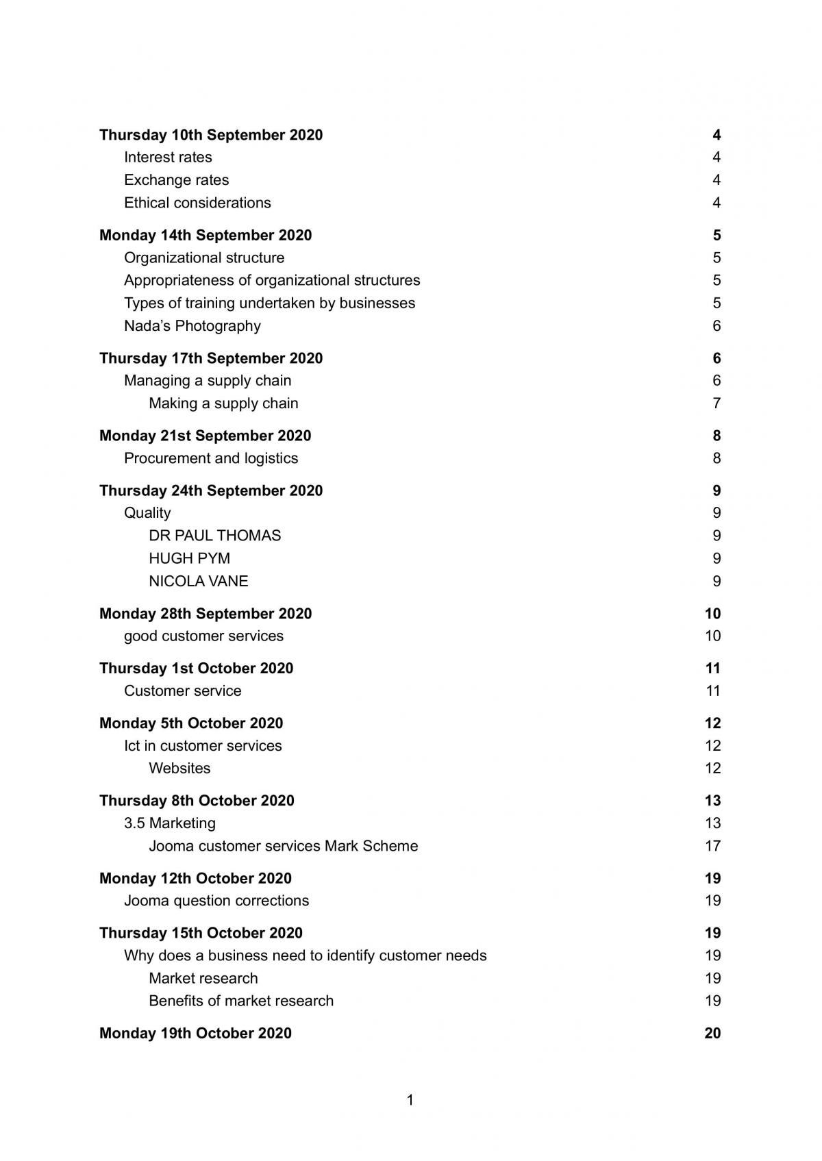 Business Notes - Page 1
